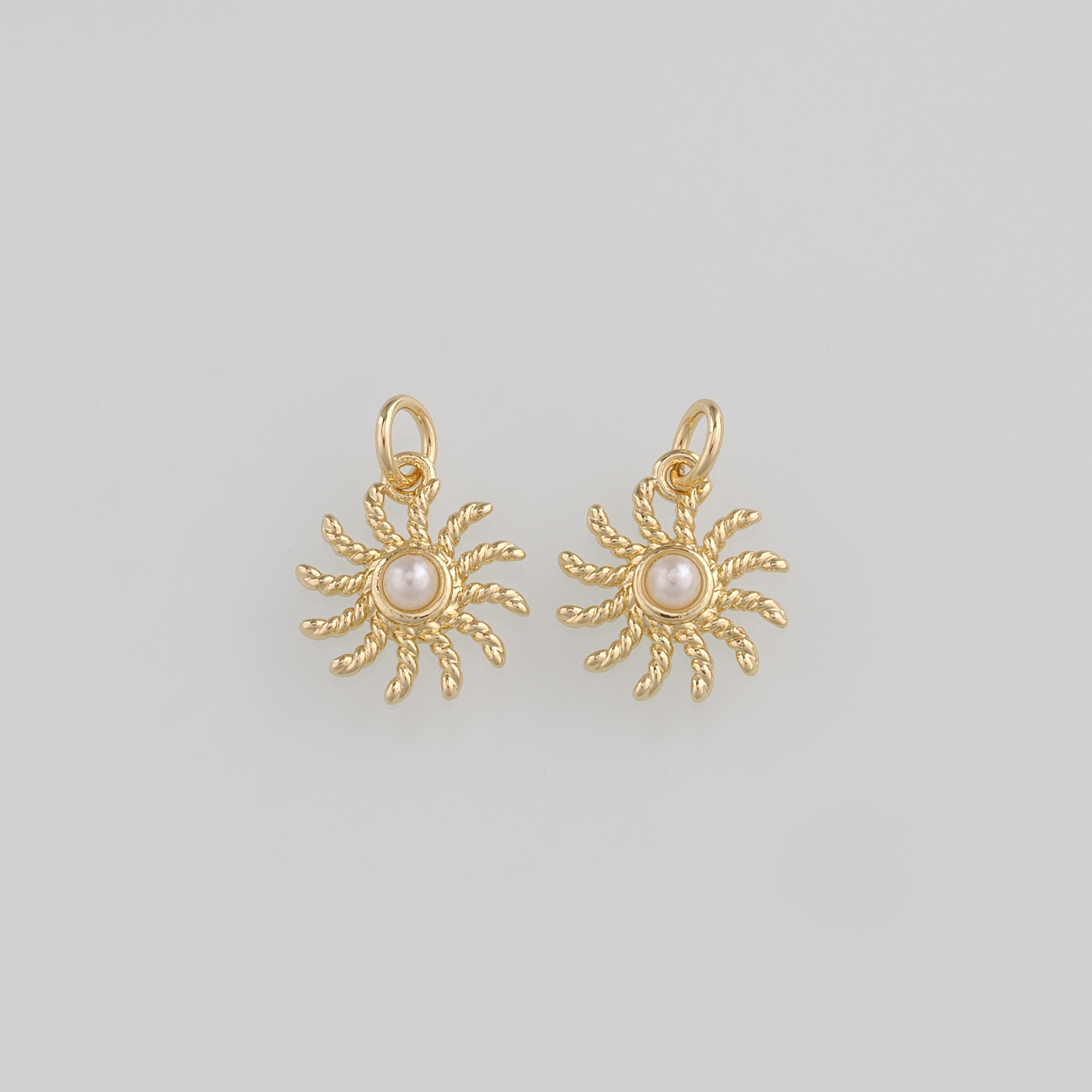 18K Gold Filled Spiral Sun Pendant,Dainty Sun Charm Earrings Necklace for DIY Jewelry Making Supply