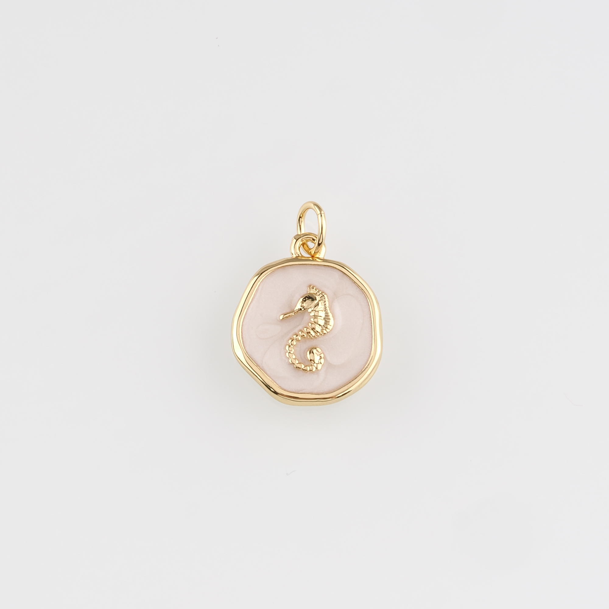 18K Gold Filled Seahorse Pendant,Enamel Seahorse Charm Earrings Necklace for DIY Jewelry Making Supply