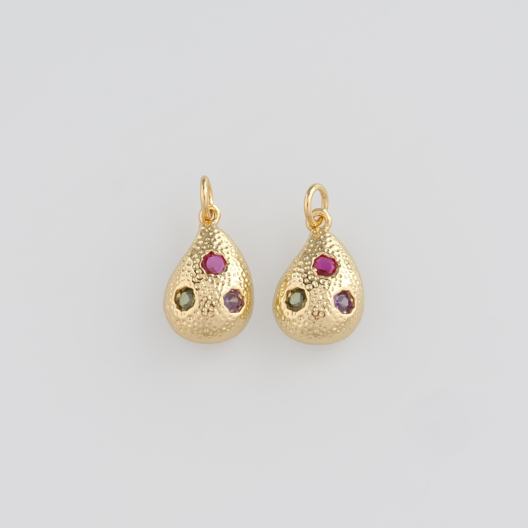 18K Gold Filled Teardrop Pendant,CZ Teardrop Charm Earrings Necklace for DIY Jewelry Making Supply