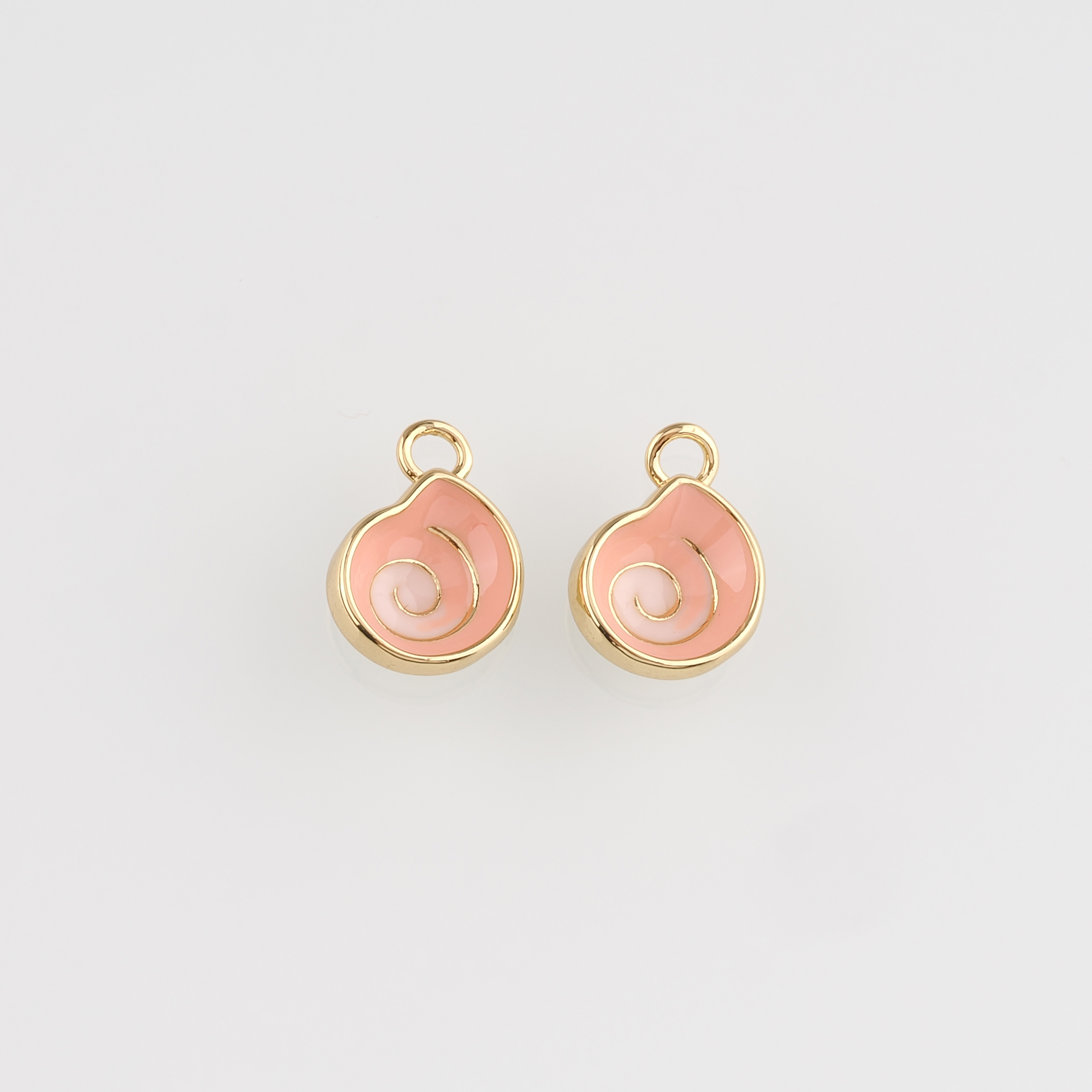 18K Gold Filled Conch Shell Pendant,Enamel Ocean Shell Charm Earrings Necklace for DIY Jewelry Making Supply