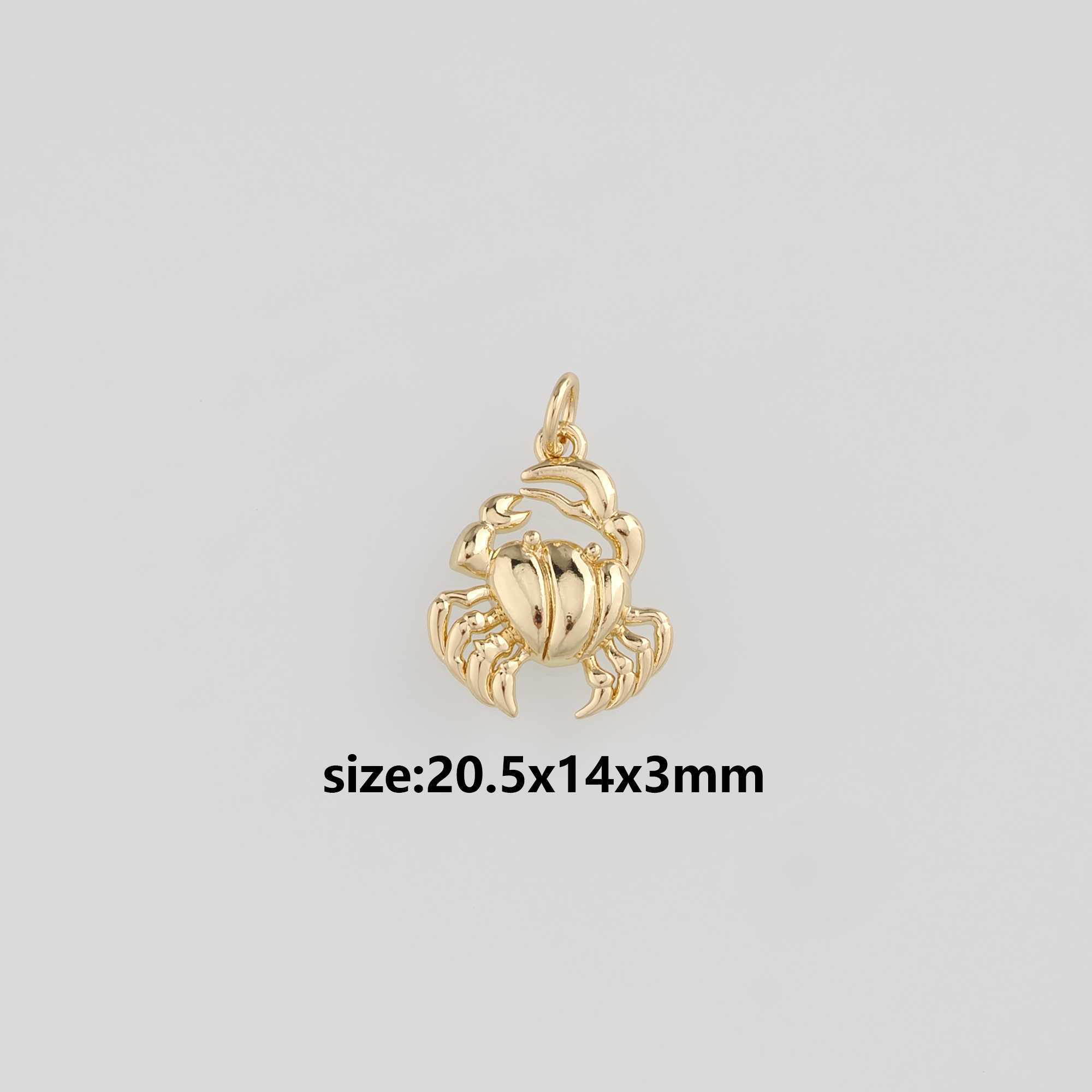 18K Gold Filled Crab Pendant,Cancer Charm Earrings Necklace for DIY Jewelry Making Supply