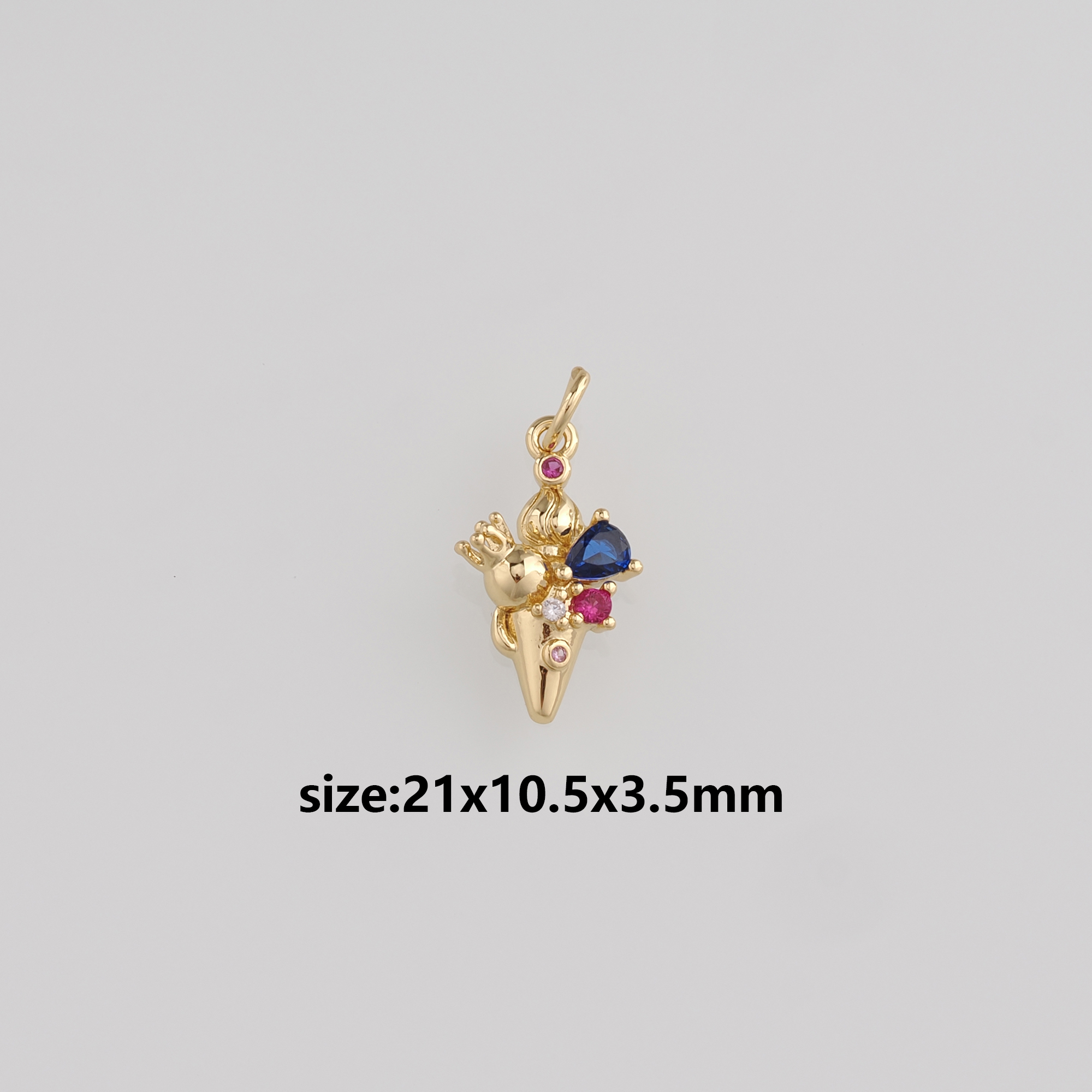 18K Gold Filled Ice Cream Pendant,CZ Micro Pave Ice Cream Charm Earrings Necklace for DIY Jewelry Making Supply