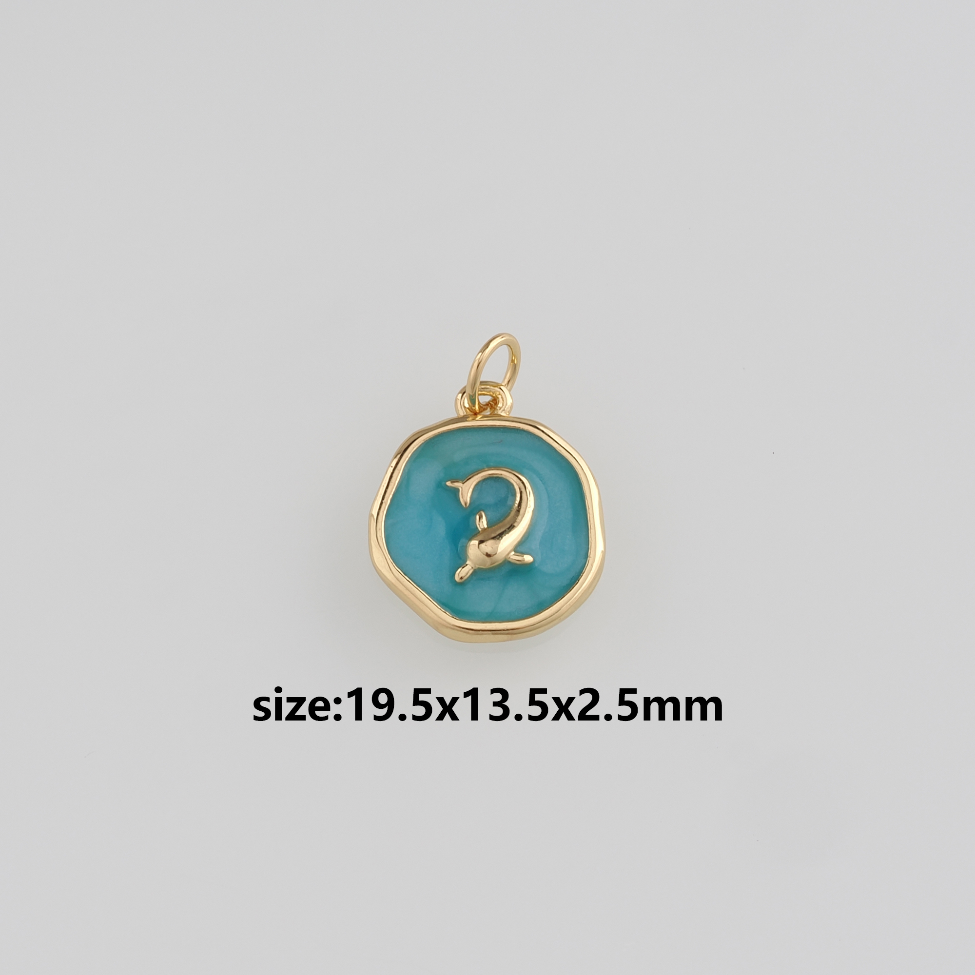 18K Gold Filled Dolphin Pendant,Enamel Dolphin Charms Earrings Necklace for DIY Jewelry Making Supply