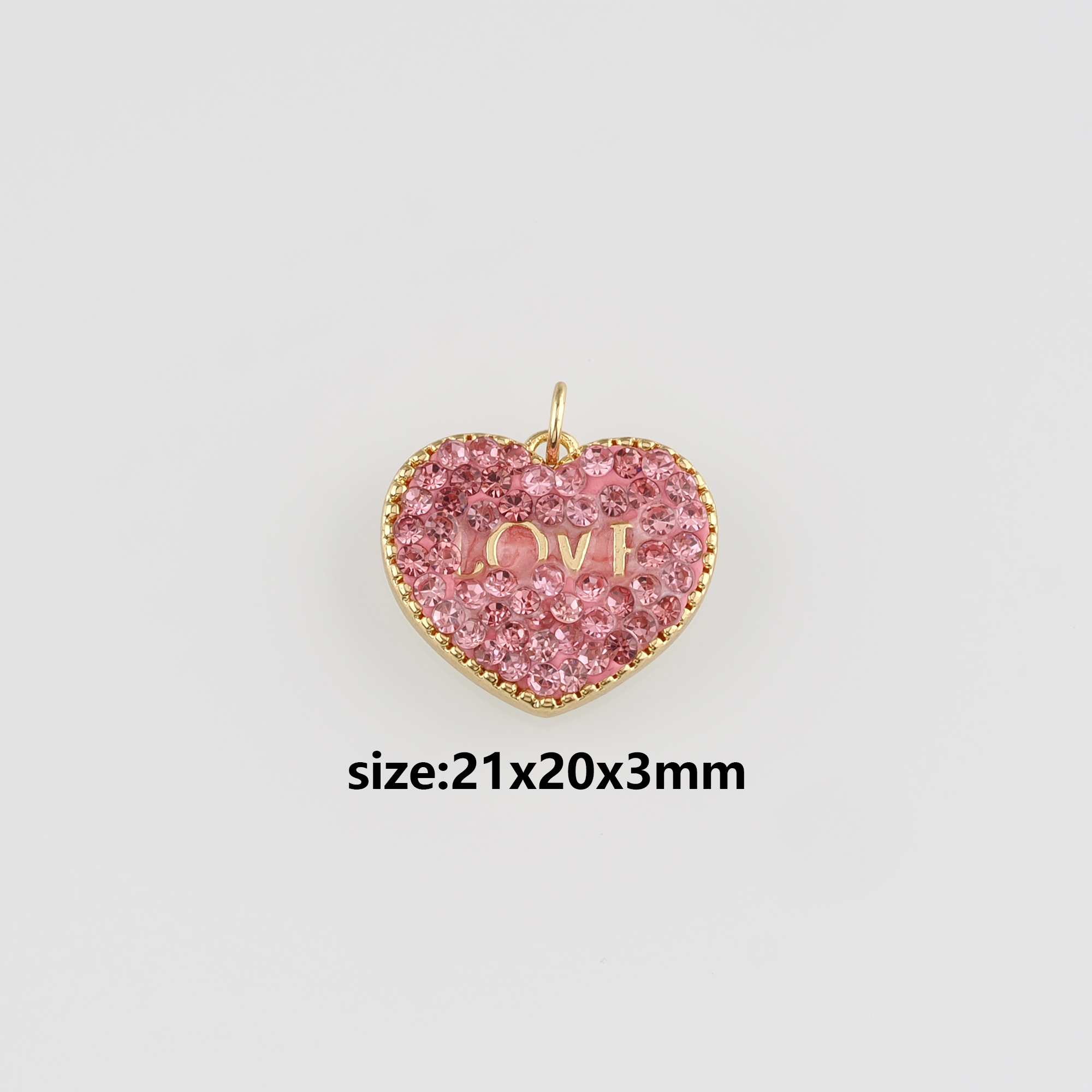 18K Gold Filled Heart Pendant,CZ Micro Pave Love Heart Charm Earrings Necklace for DIY Jewelry Making Supply
