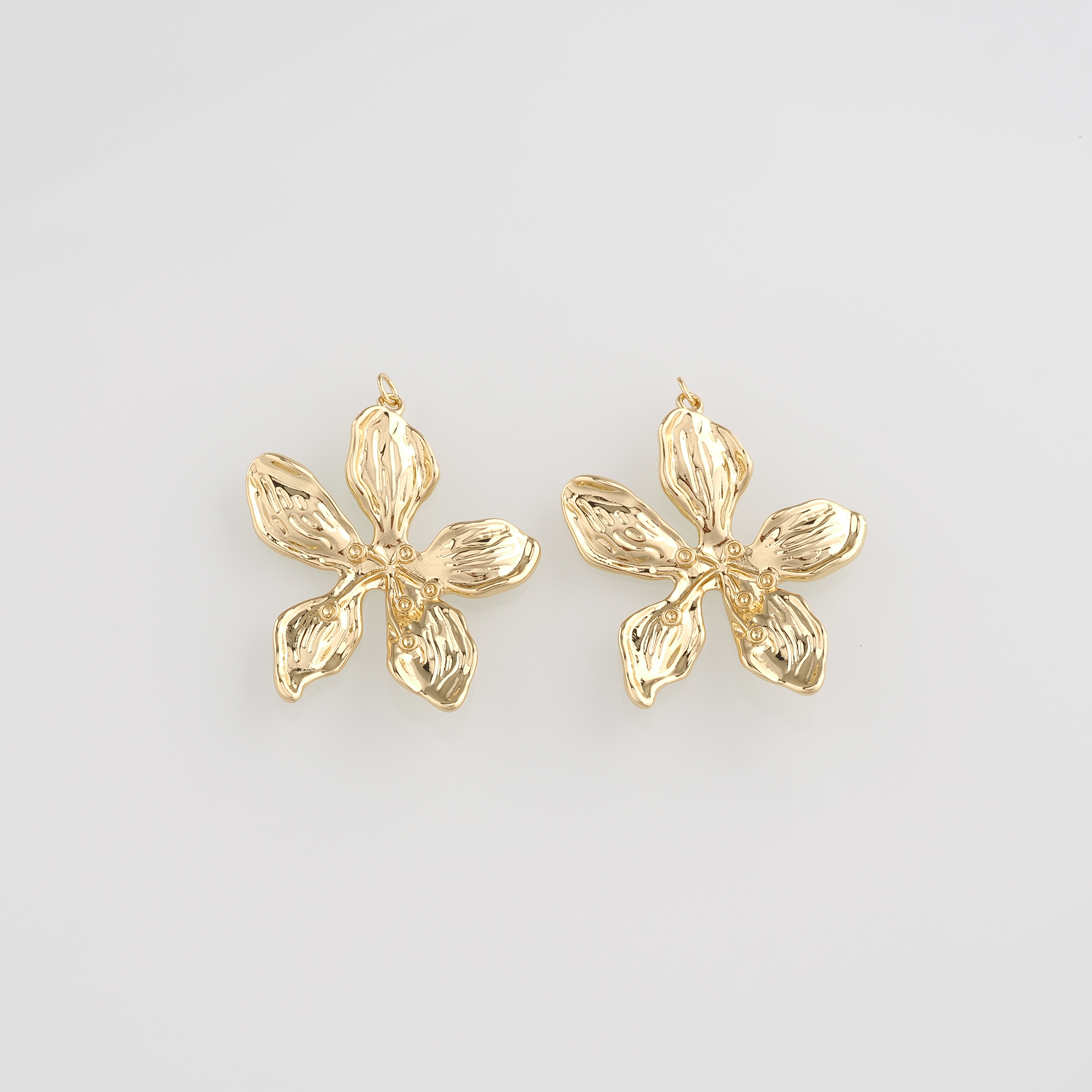 18K Gold Filled Flower Pendant,Dainty Flower Charm Earrings Necklace for DIY Jewelry Making Supply