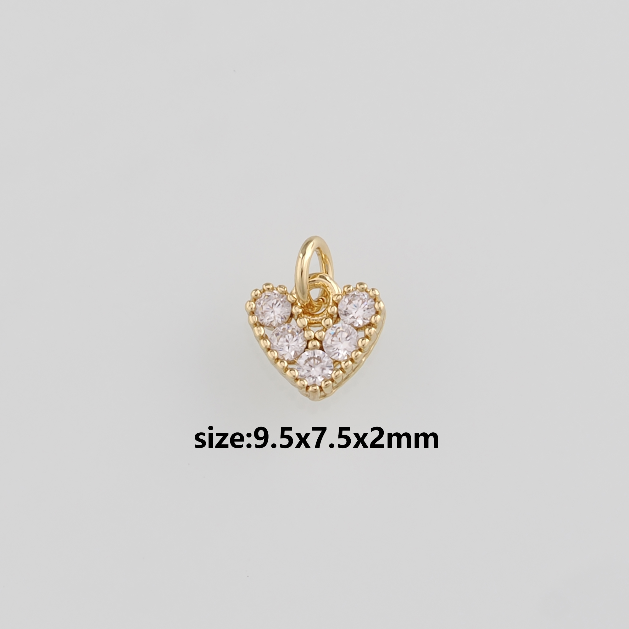 18K Gold Filled Heart Pendant,CZ Heart Charm Earrings Necklace for DIY Jewelry Making Supply