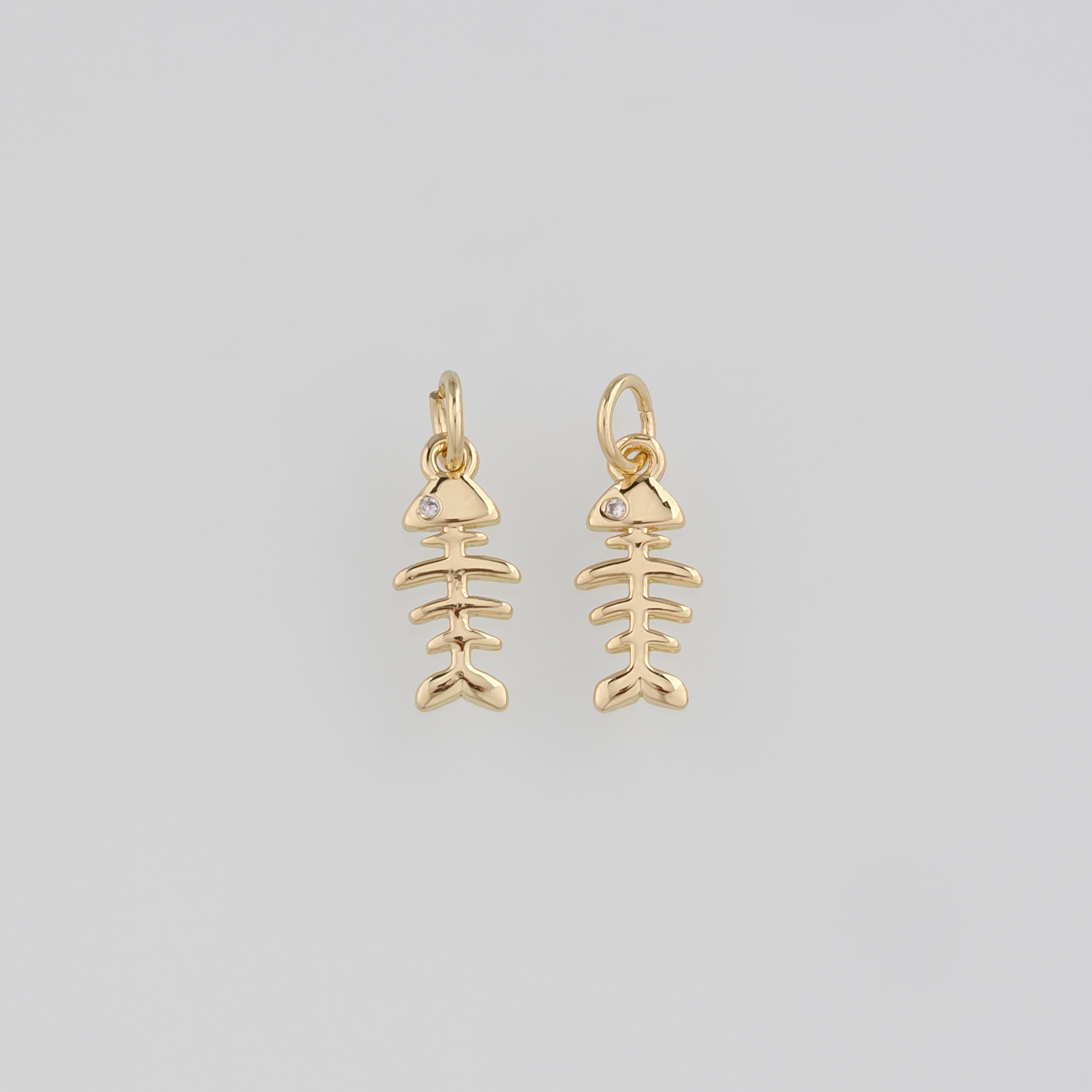 18K Gold Filled Fishbone Pendant,Fishbone Charm Earrings Necklace for DIY Jewelry Making Supply