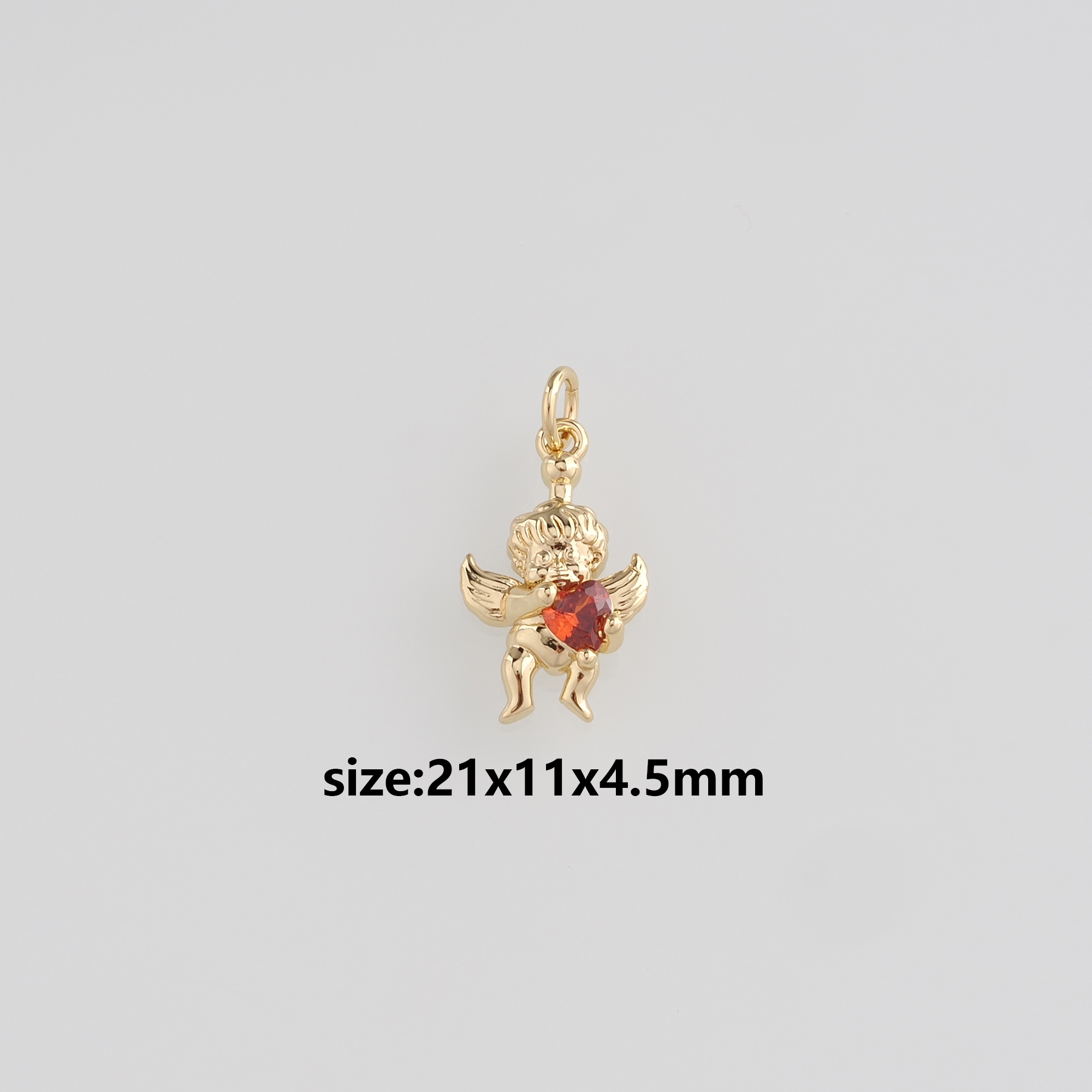 18K Gold Filled Angel Pendant,CZ Micro Pave Angel Charm Earrings Necklace for DIY Jewelry Making Supply