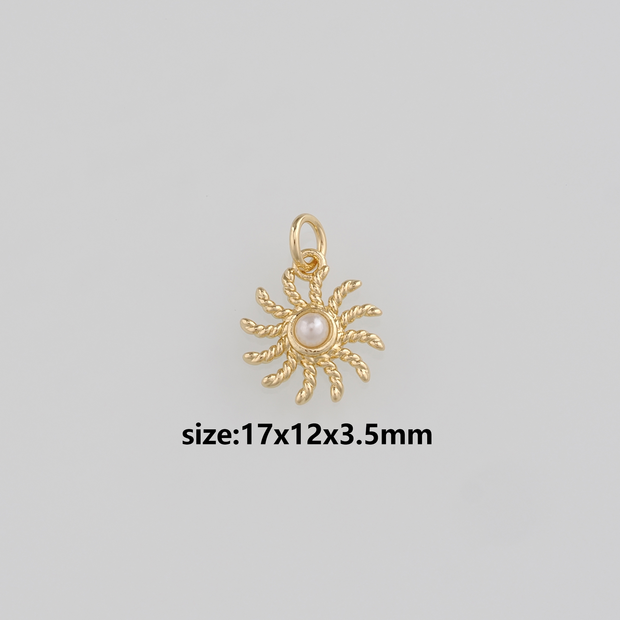 18K Gold Filled Spiral Sun Pendant,Dainty Sun Charm Earrings Necklace for DIY Jewelry Making Supply