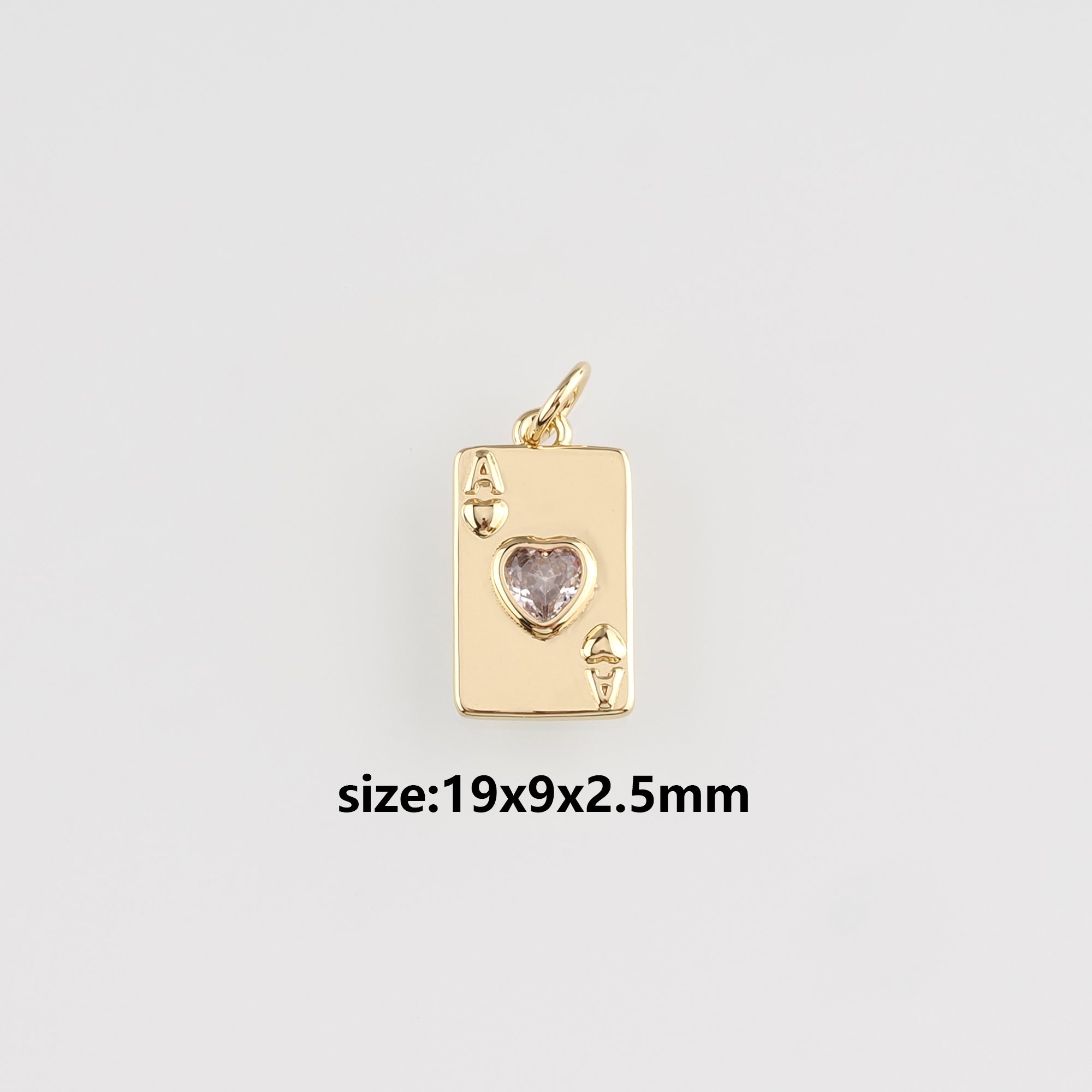 18K Gold Filled Poker Pendant,CZ Playing Card Charm Earrings Necklace for DIY Jewelry Making Supply