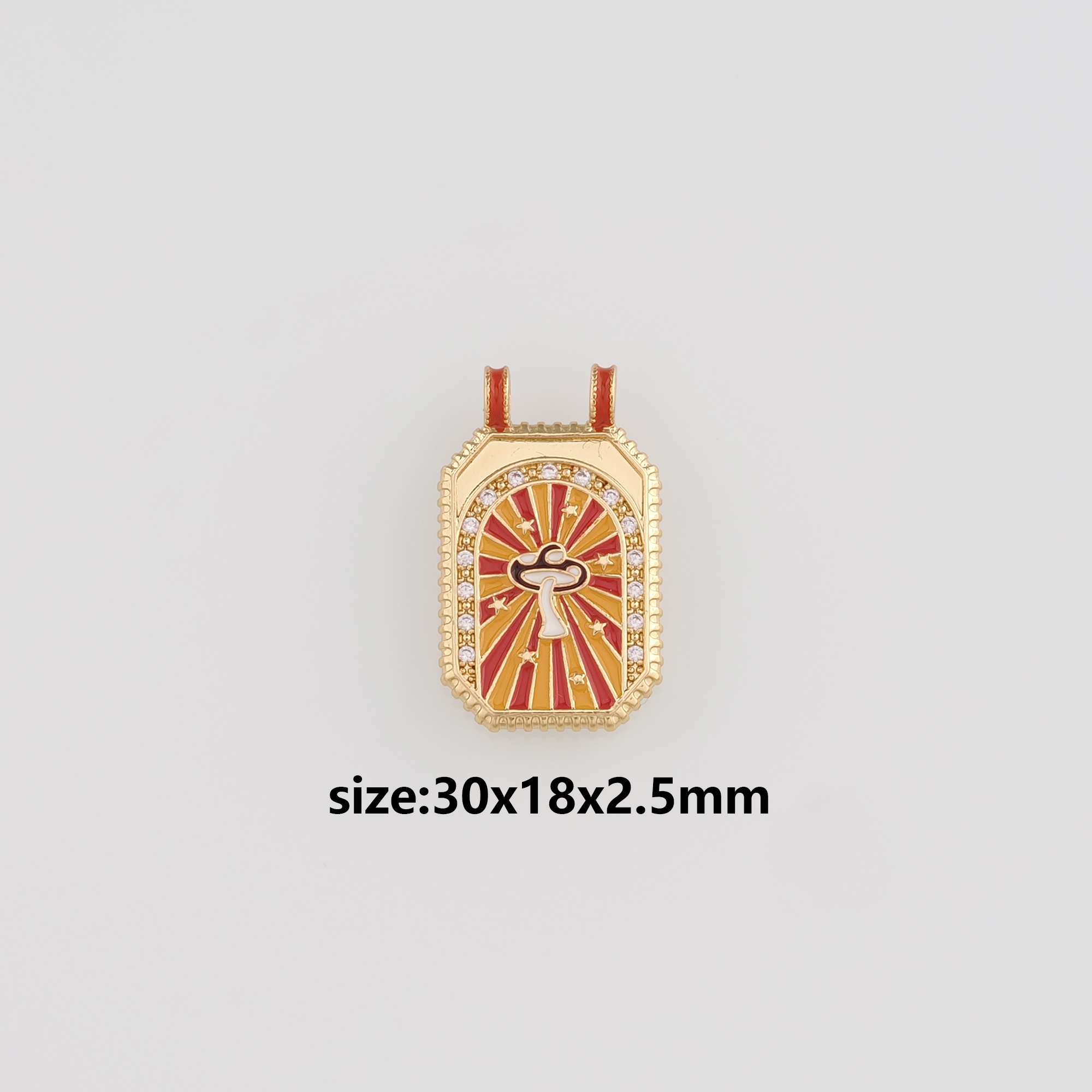 18K Gold Filled Mushroom Pendant,Enamel Mushroom Charm Earrings Necklace for DIY Jewelry Making Supply