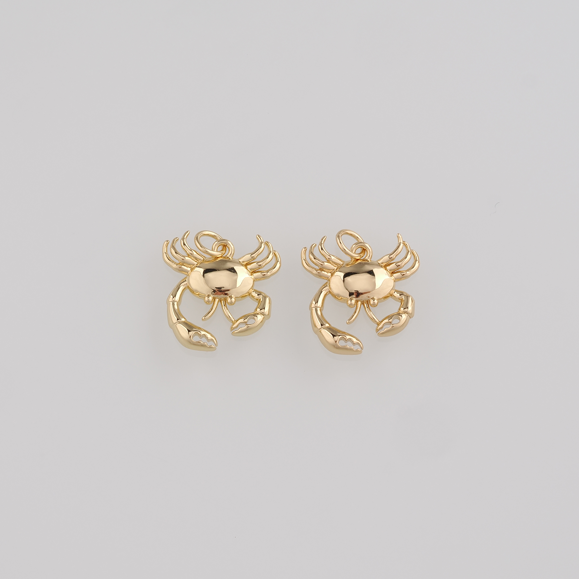 18K Gold Filled Crab Pendant,Cancer Charm Earrings Necklace for DIY Jewelry Making Supply