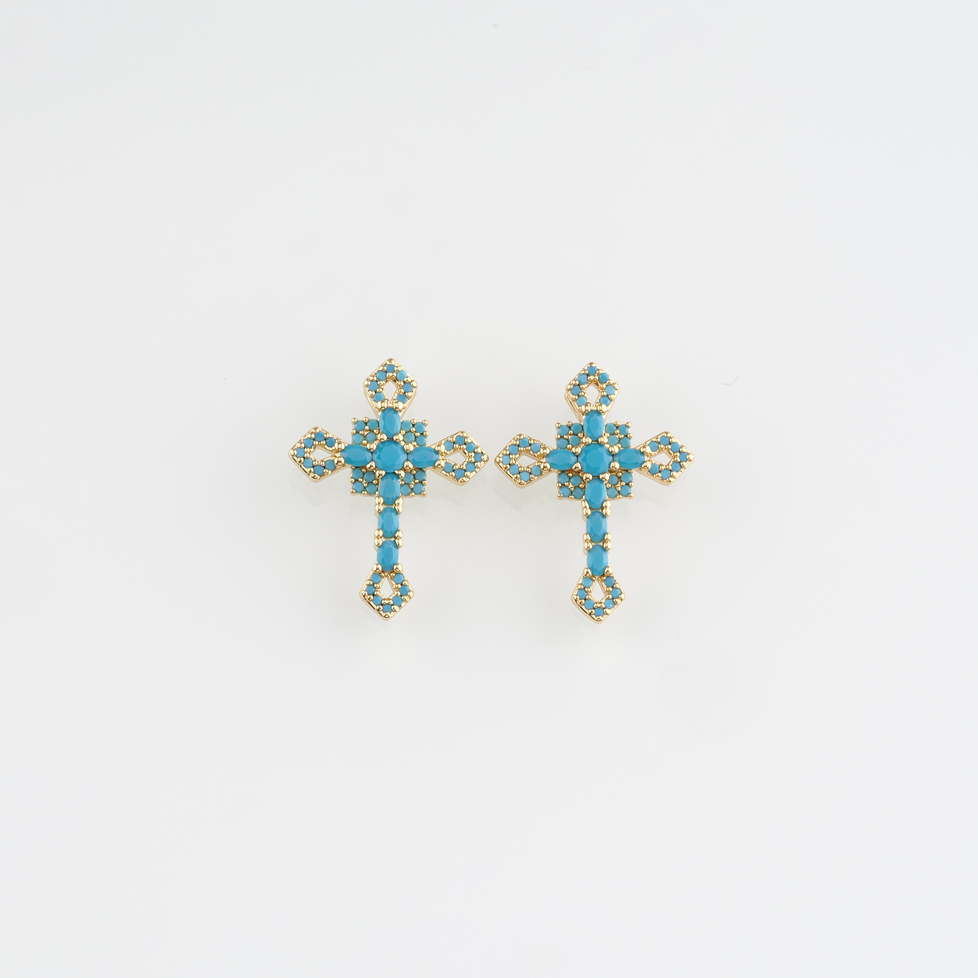 18K Gold Filled Cross Pendant,CZ Micro Pave Cross Charm Earrings Necklace for DIY Jewelry Making Supply