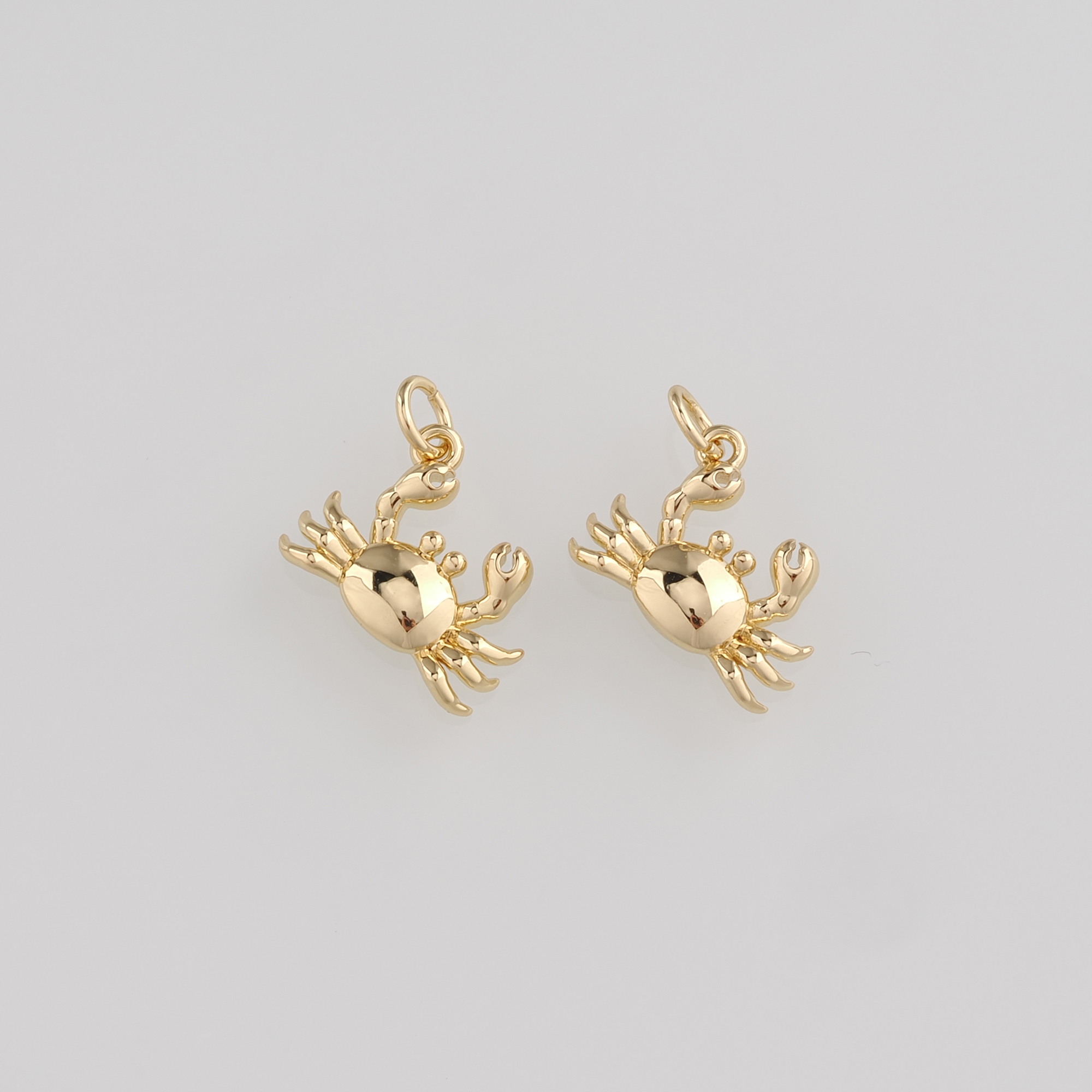 18K Gold Filled Crab Pendant,Cancer Charm Earrings Necklace for DIY Jewelry Making Supply