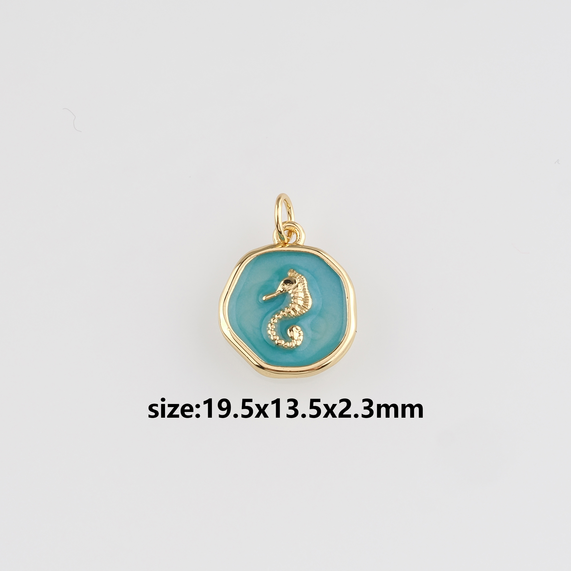 18K Gold Filled Seahorse Pendant,Enamel Seahorse Charm Earrings Necklace for DIY Jewelry Making Supply
