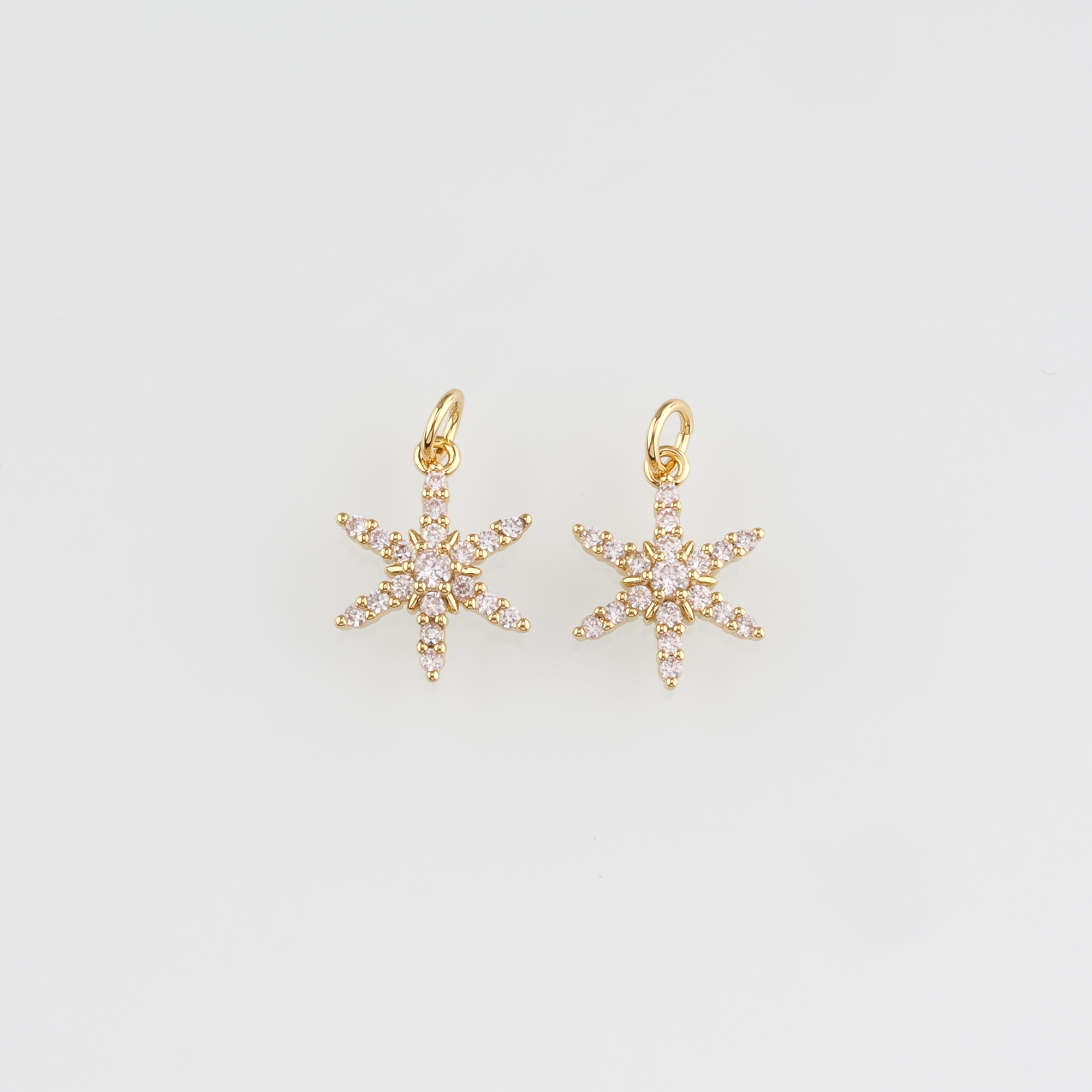 18K Gold Filled North Star Pendant,CZ Micro Pave Celestial Charm Earrings Necklace for DIY Jewelry Making Supply