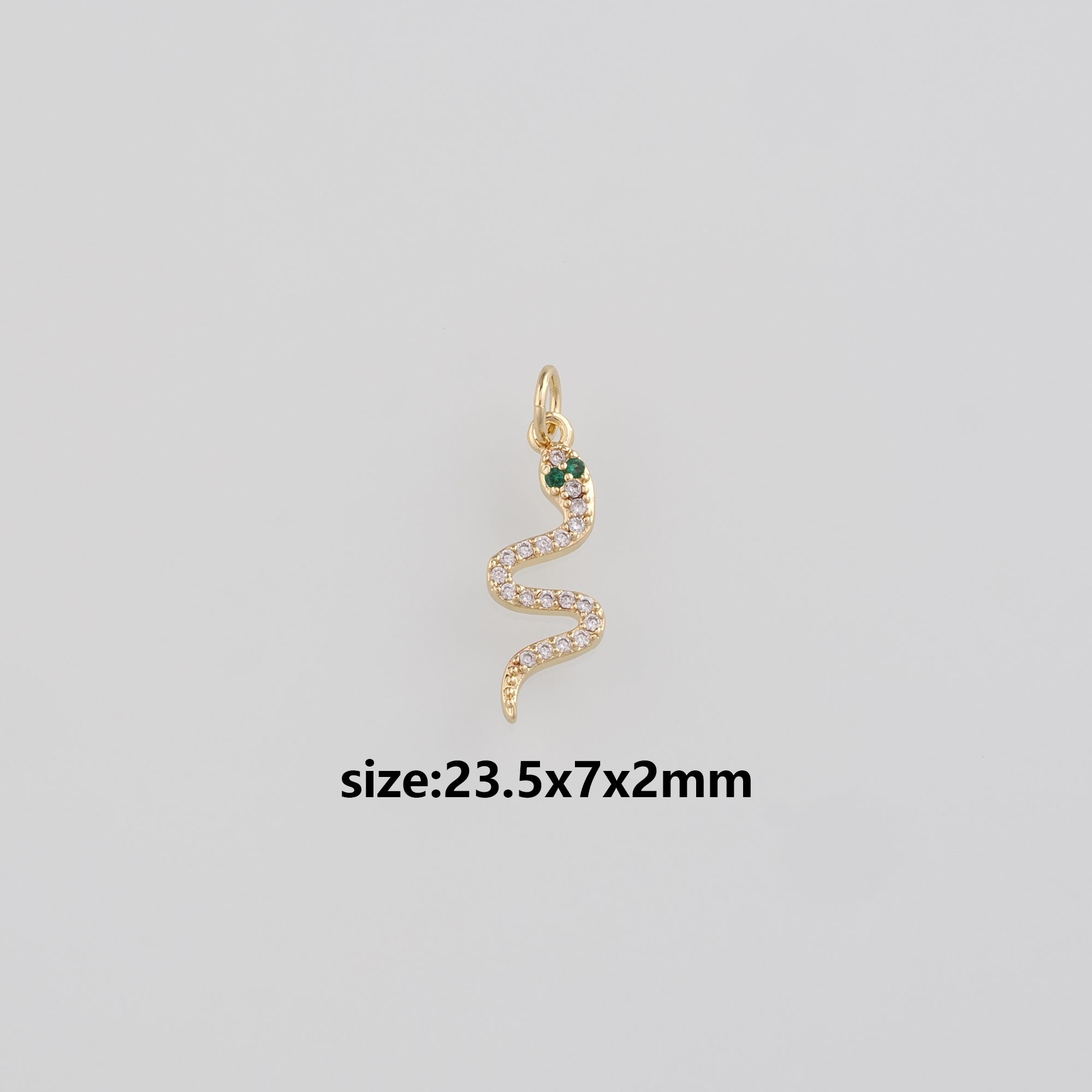 18K Gold Filled Snake Pendant,CZ Micro Pave Snake Charm Earrings Necklace for DIY Jewelry Making Supply