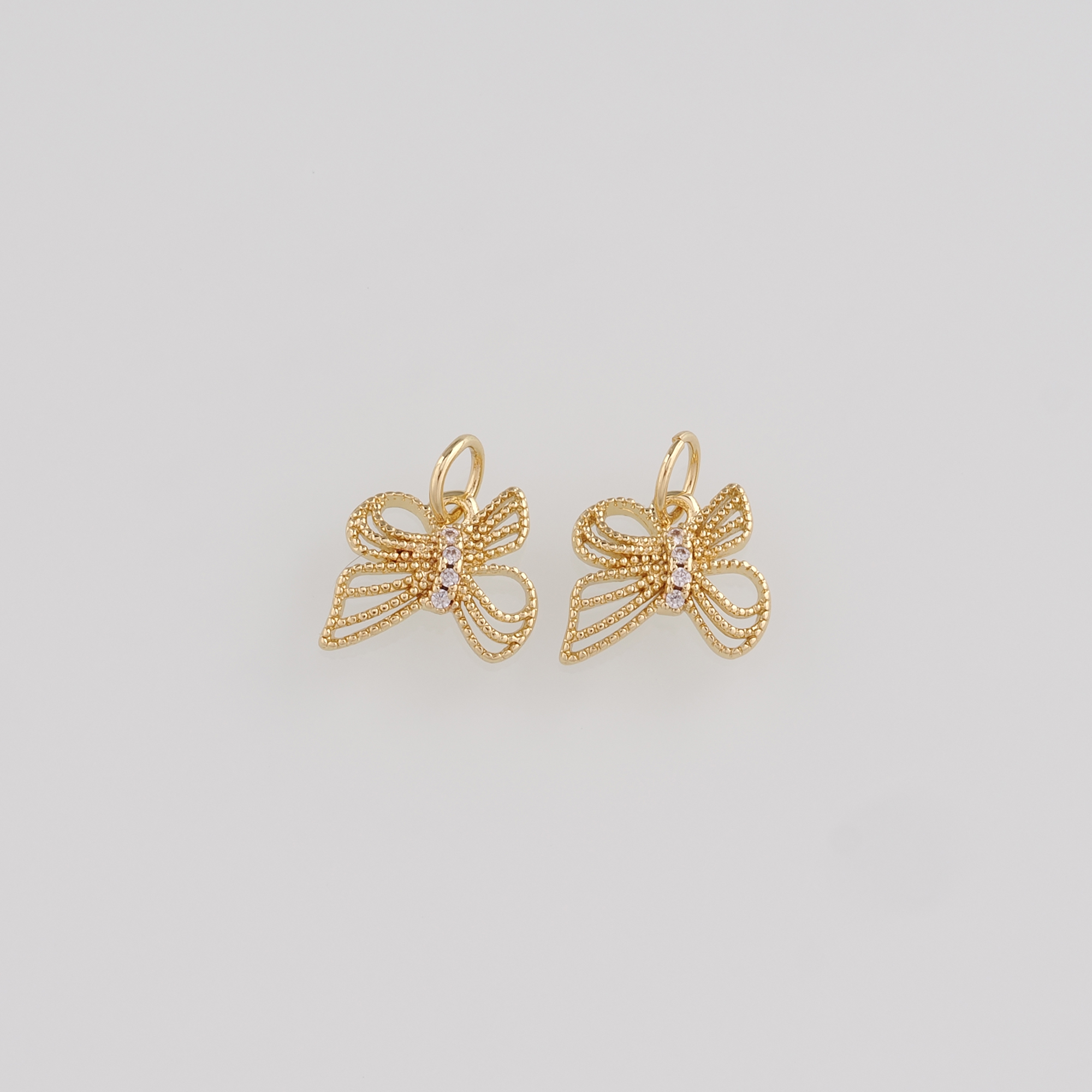 18K Gold Filled Butterfly Pendant,CZ Micro Pave Butterfly Charm Earrings Necklace for DIY Jewelry Making Supply