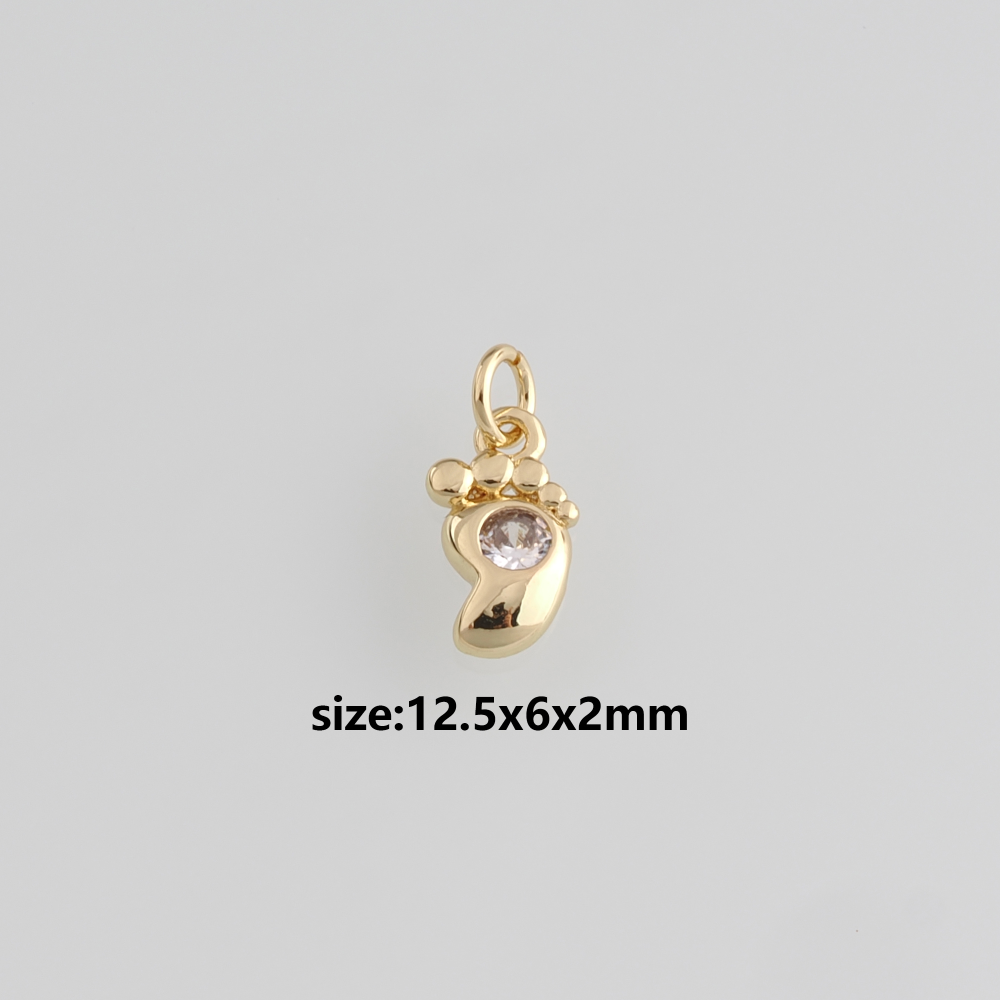18K Gold Filled Baby Foot Pendant,CZ Foot Charm Earrings Necklace for DIY Jewelry Making Supply
