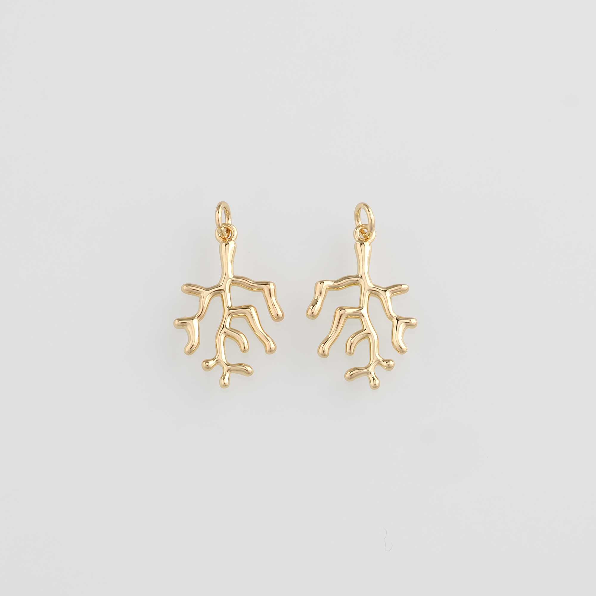 18K Gold Filled Coral Pendant,Gold Coral Charm Earrings Necklace for DIY Jewelry Making Supply