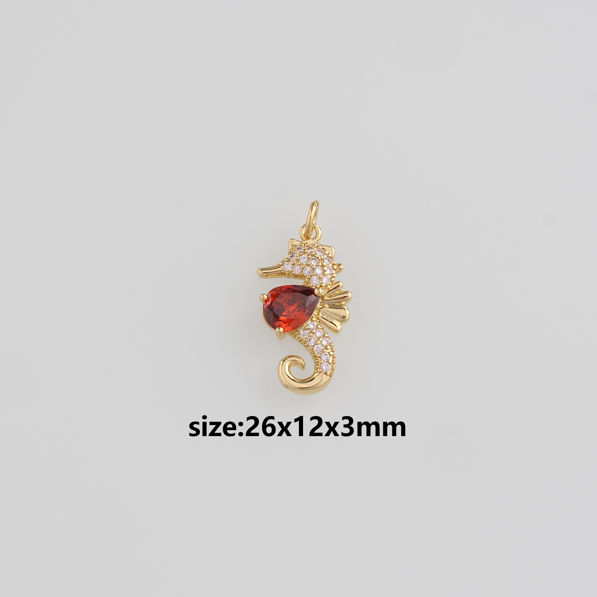 18K Gold Filled Seahorse Pendant,CZ Micro Pave Seahorse Charm Earrings Necklace for DIY Jewelry Making Supply