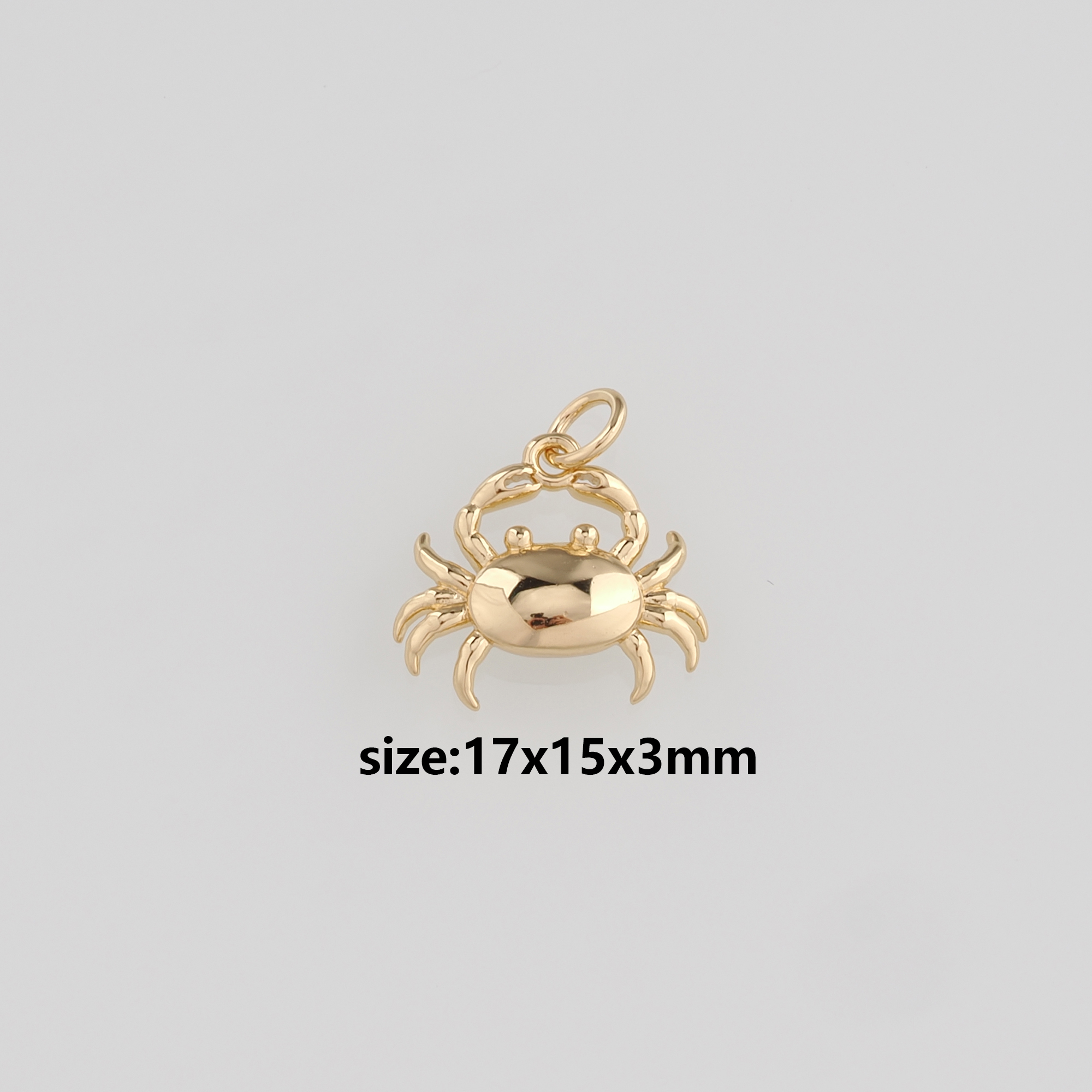 18K Gold Filled Crab Pendant,Cancer Charm Earrings Necklace for DIY Jewelry Making Supply