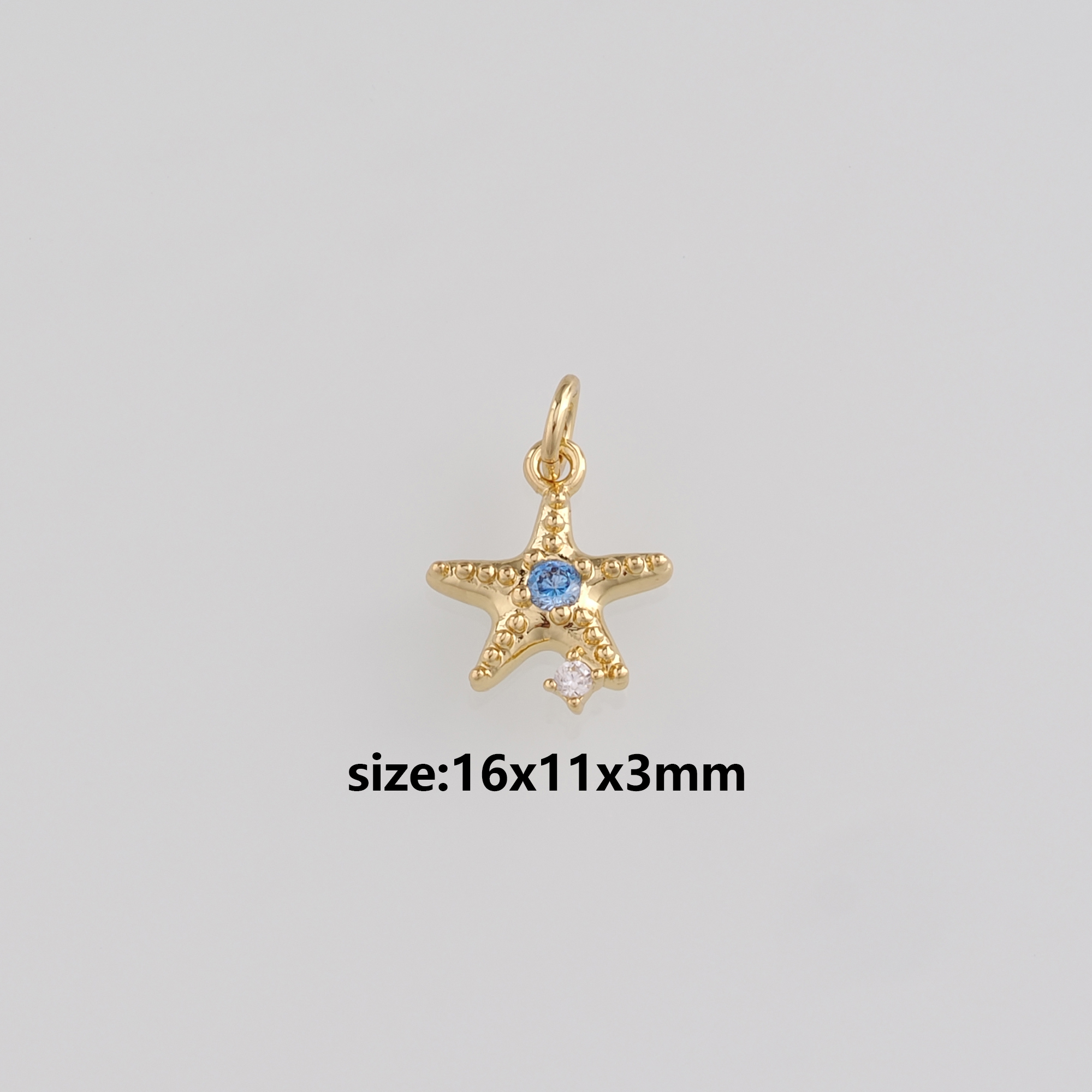 18K Gold Filled Starfish Pendant,CZ Micro Pave Ocean Starfish Charm Earrings Necklace for DIY Jewelry Making Supply