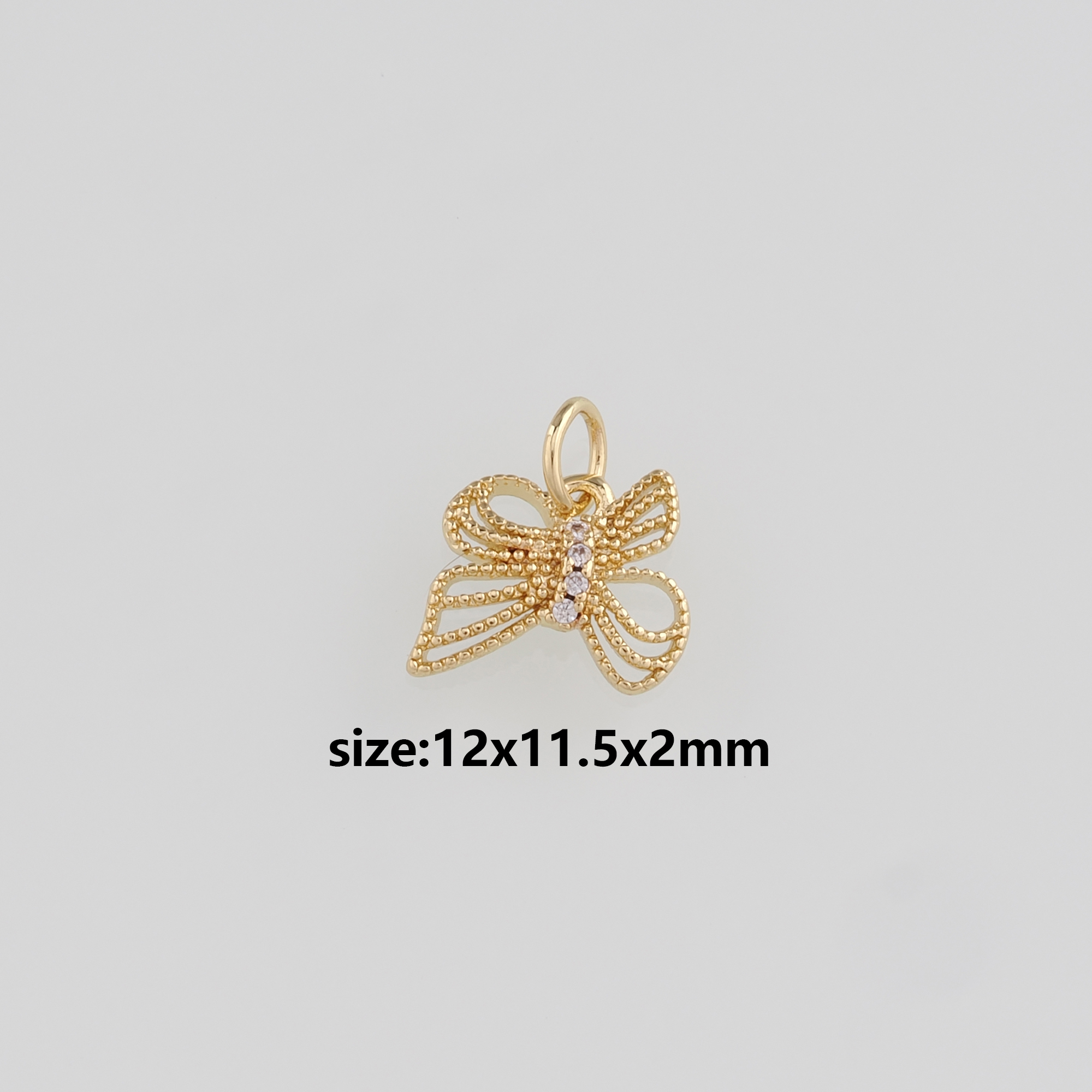 18K Gold Filled Butterfly Pendant,CZ Micro Pave Butterfly Charm Earrings Necklace for DIY Jewelry Making Supply