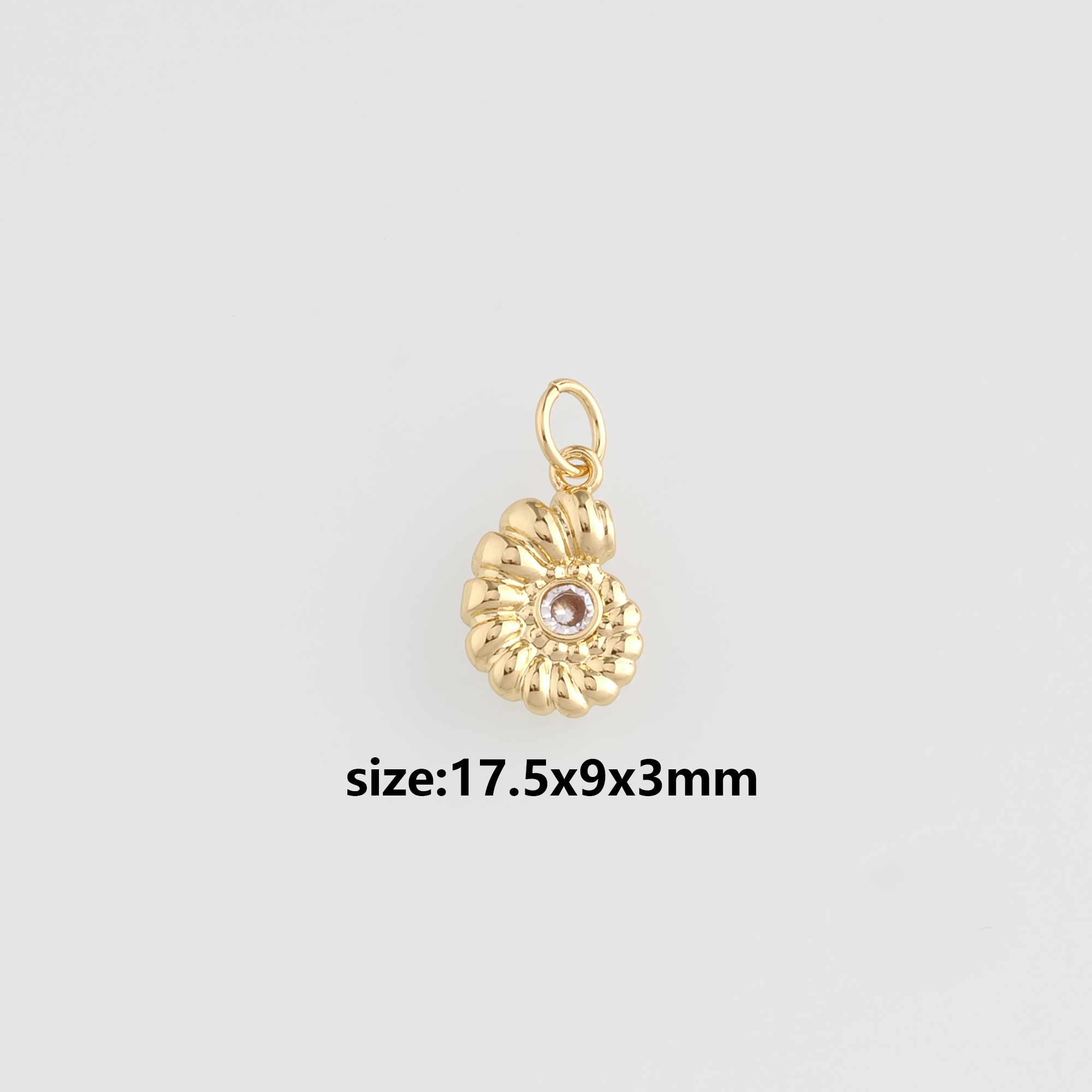 18K Gold Filled Conch Shell Pendant,CZ Ocean Shell Charm Earrings Necklace for DIY Jewelry Making Supply