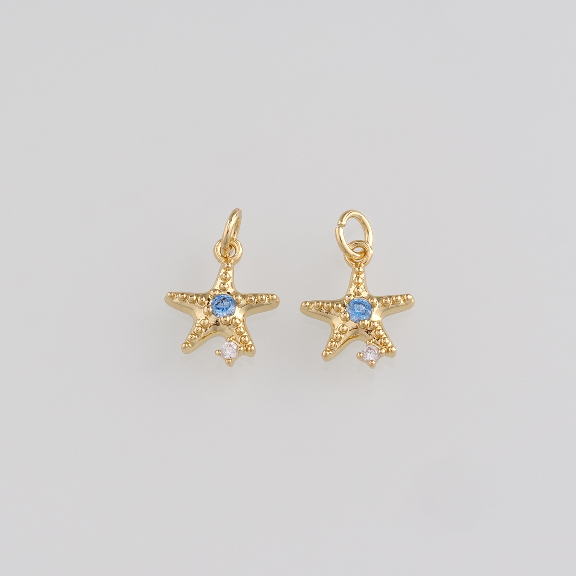 18K Gold Filled Starfish Pendant,CZ Micro Pave Ocean Starfish Charm Earrings Necklace for DIY Jewelry Making Supply
