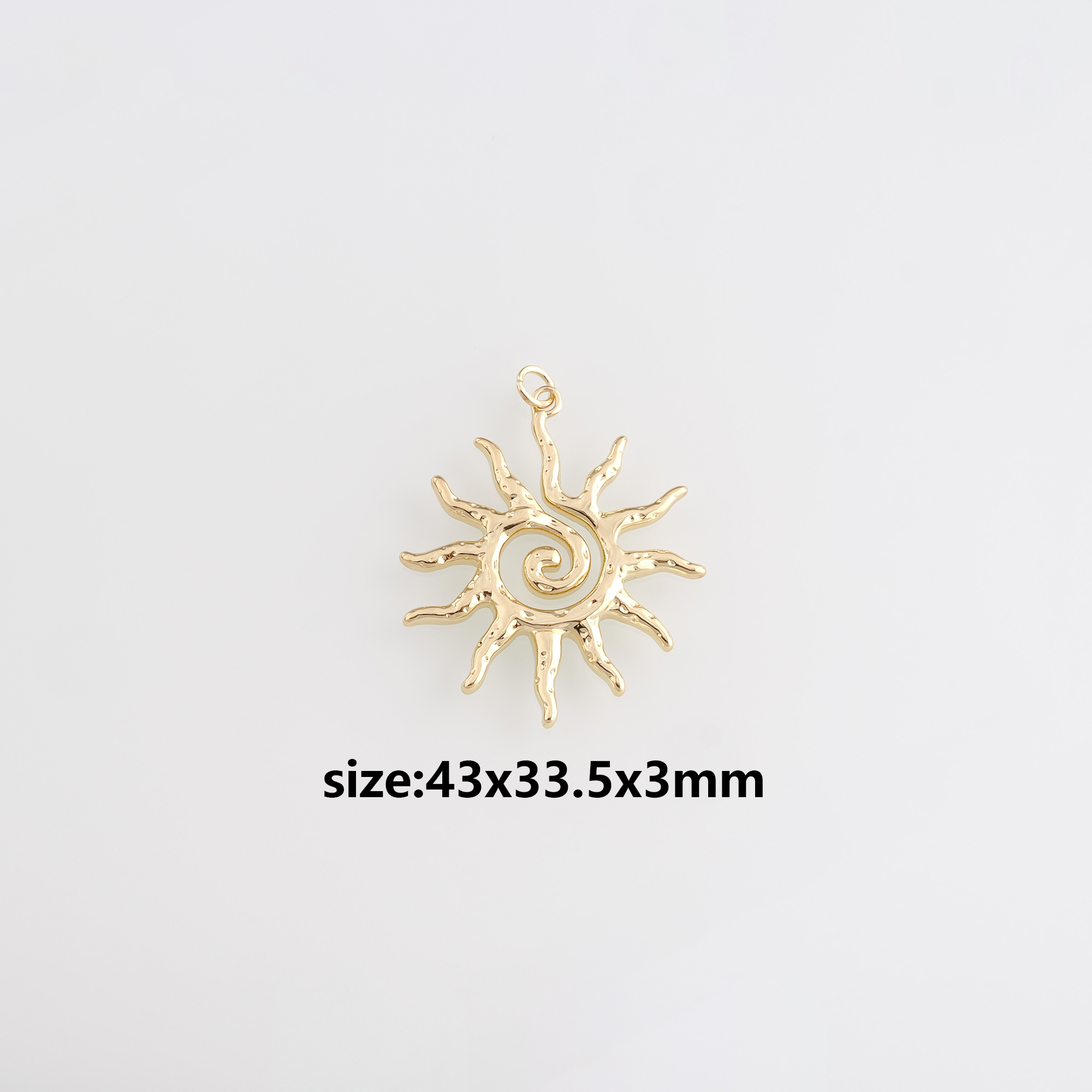 18K Gold Filled Spiral Sun Pendant,Dainty Sun Charm Earrings Necklace for DIY Jewelry Making Supply