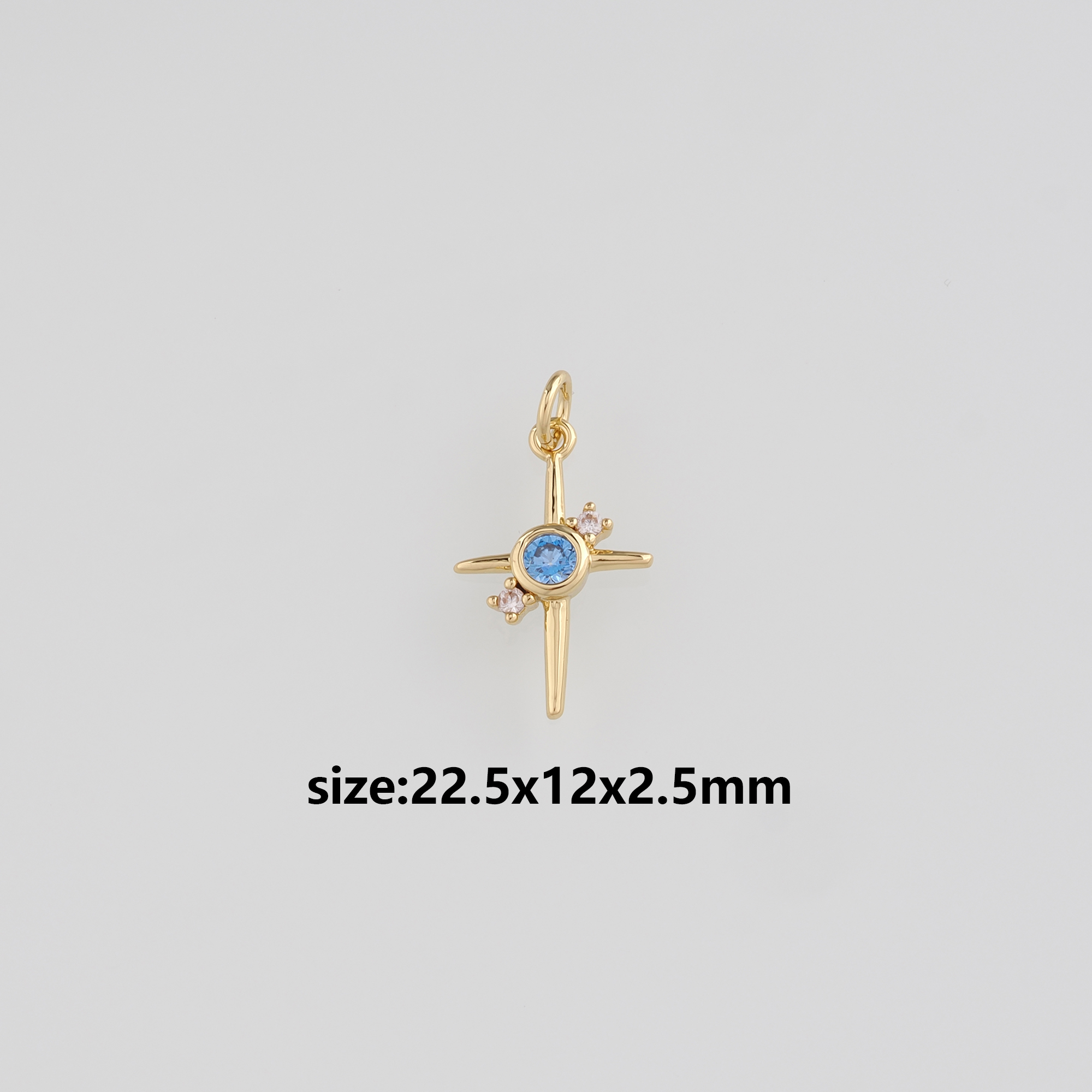 18K Gold Filled North Star Pendant,CZ Micro Pave Celestial Charm Earrings Necklace for DIY Jewelry Making Supply