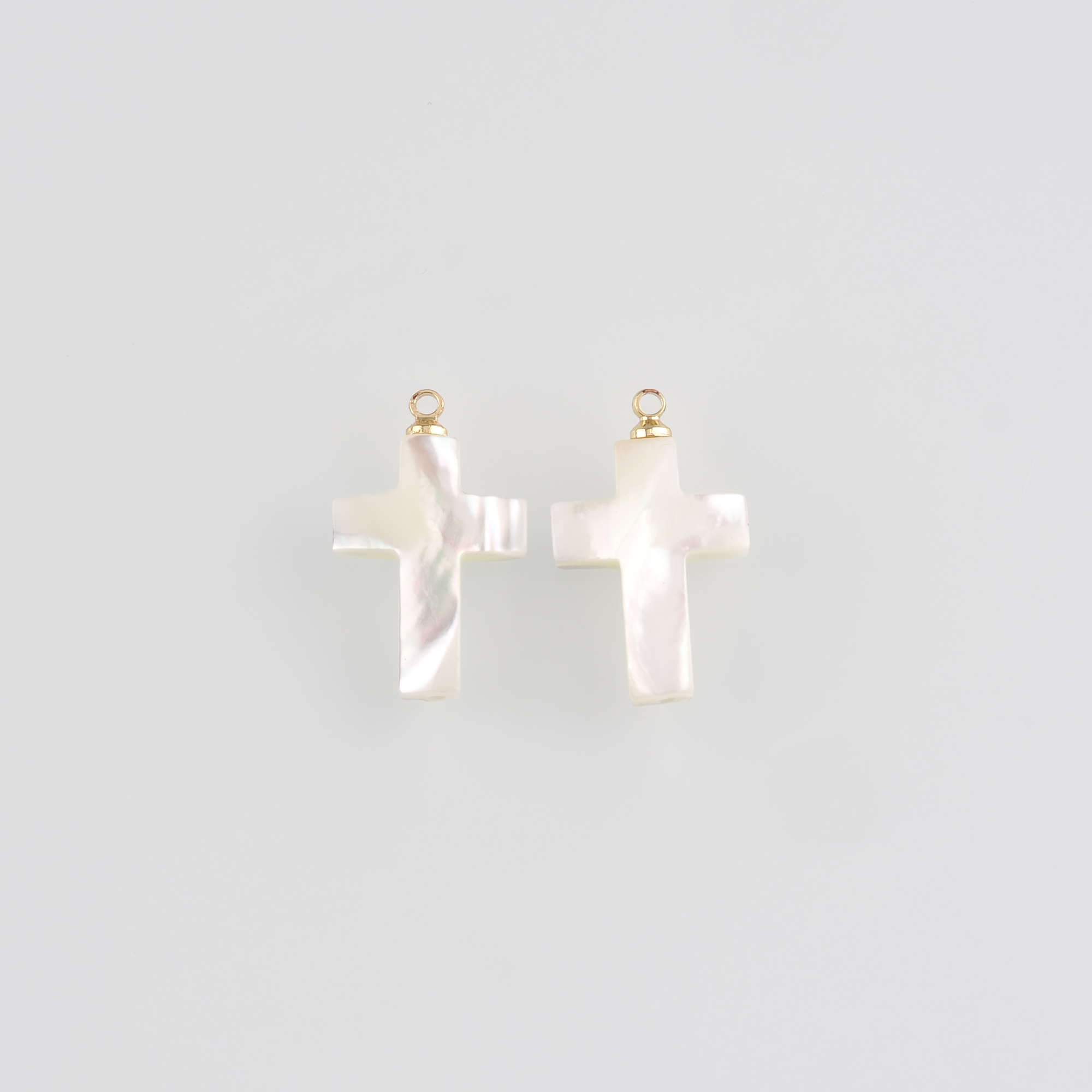 18K Gold Filled Cross Pendant,Shell Cross Charm Earrings Necklace for DIY Jewelry Making Supply