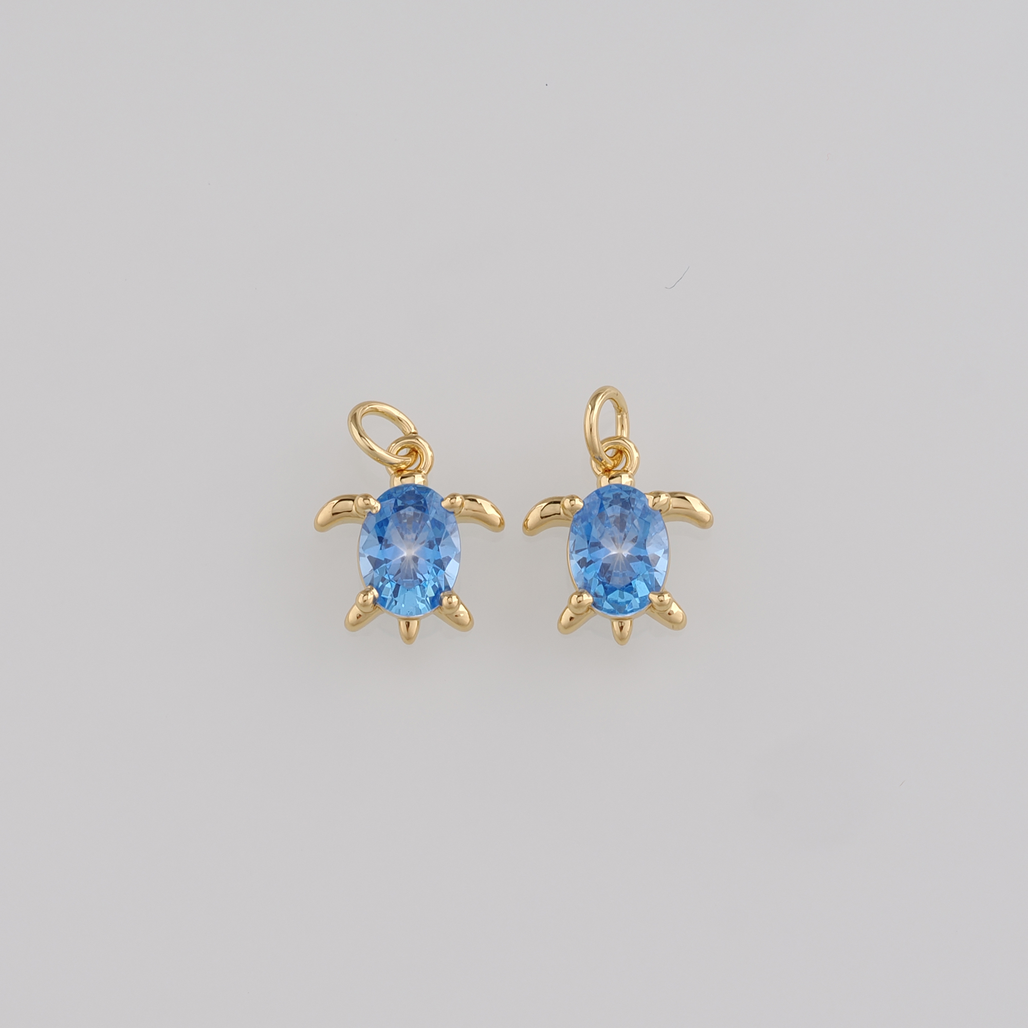 18K Gold Filled Turtle Pendant,CZ Micro Pave Turtle Charm Earrings Necklace for DIY Jewelry Making Supply