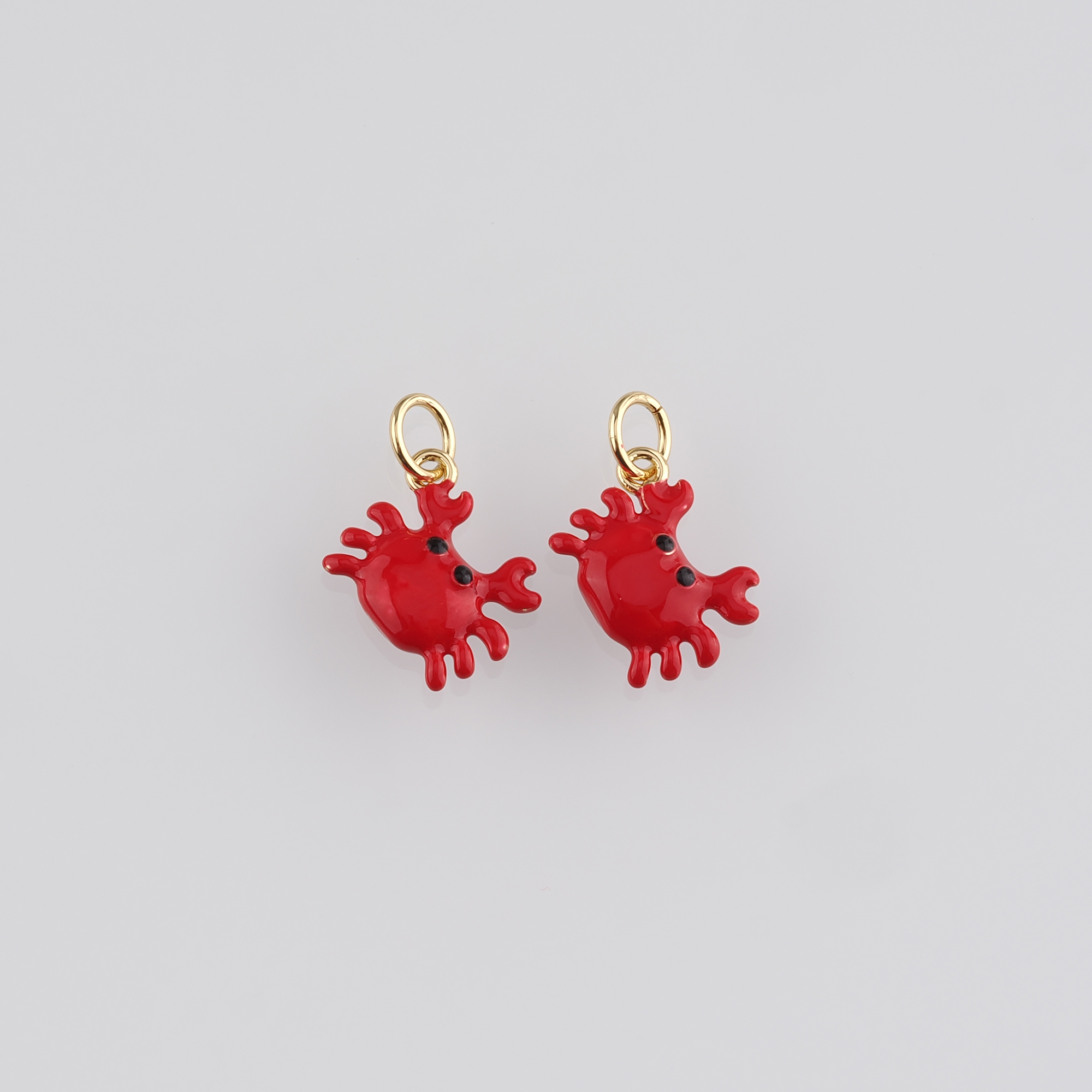 18K Gold Filled Crab Pendant,Enamel Cancer Charm Earrings Necklace for DIY Jewelry Making Supply