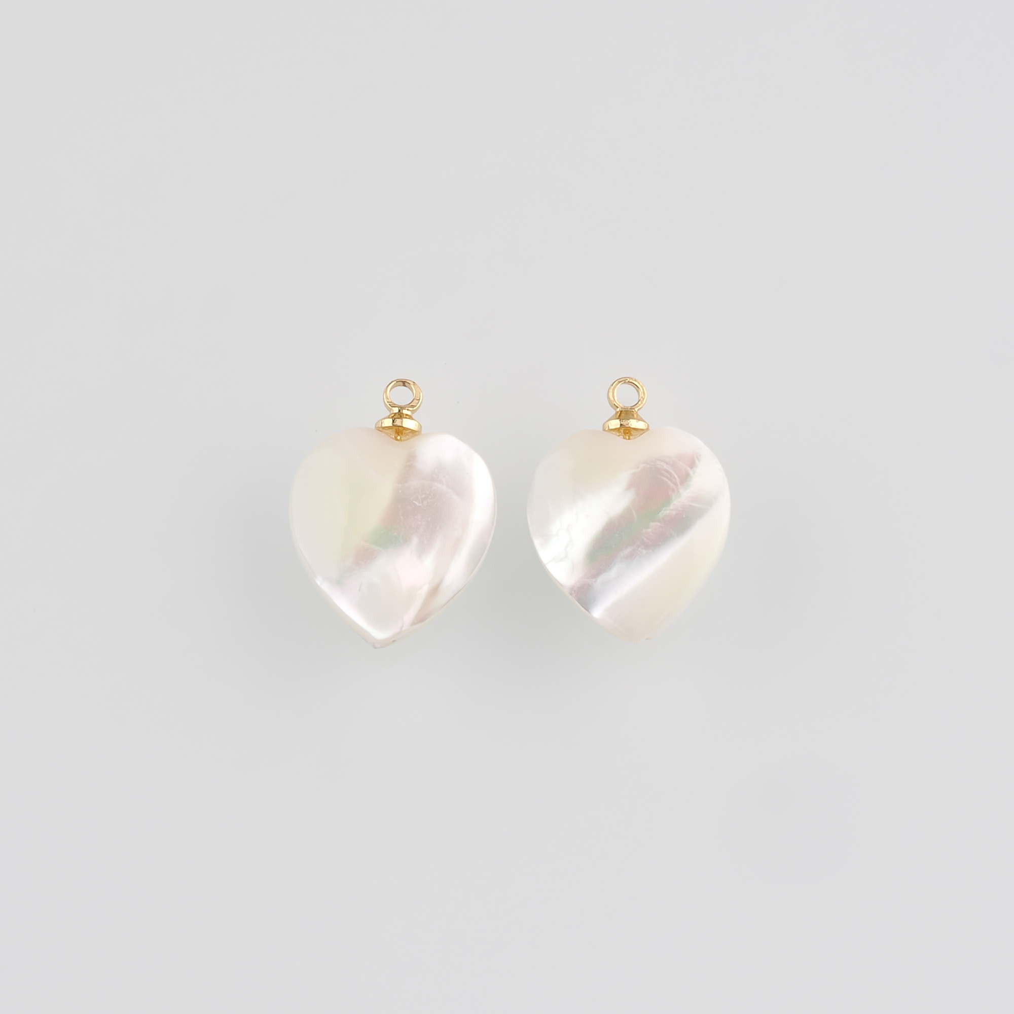 18K Gold Filled Heart Pendant,Shell Heart Charm Earrings Necklace for DIY Jewelry Making Supply