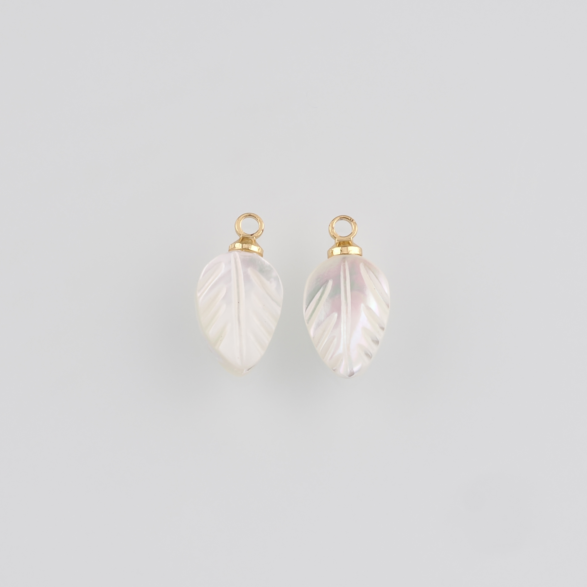 18K Gold Filled Leaf Pendant,Shell Leaf Charm Earrings Necklace for DIY Jewelry Making Supply