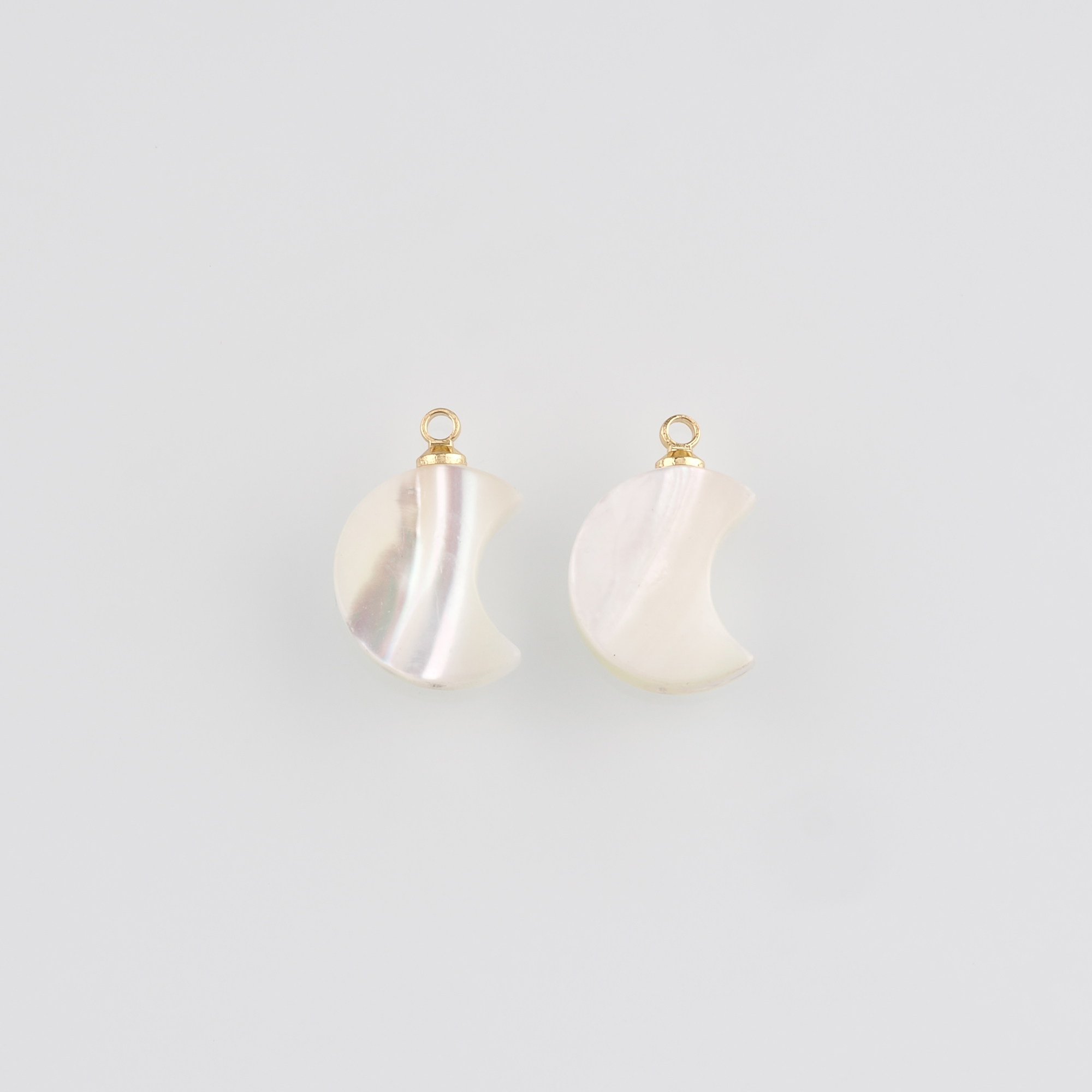 18K Gold Filled Moon Pendant,Shell Moon Charm Earrings Necklace for DIY Jewelry Making Supply