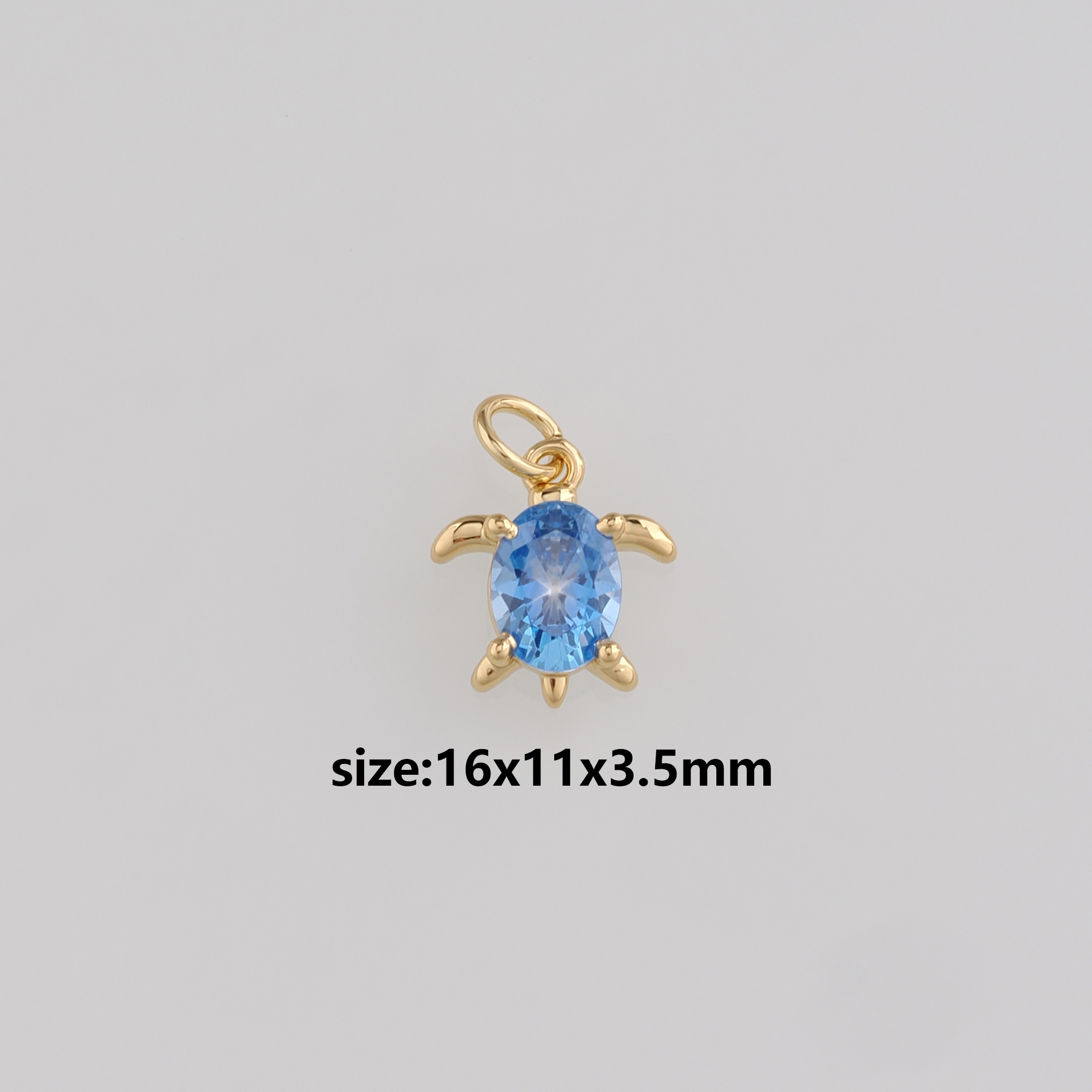 18K Gold Filled Turtle Pendant,CZ Micro Pave Turtle Charm Earrings Necklace for DIY Jewelry Making Supply