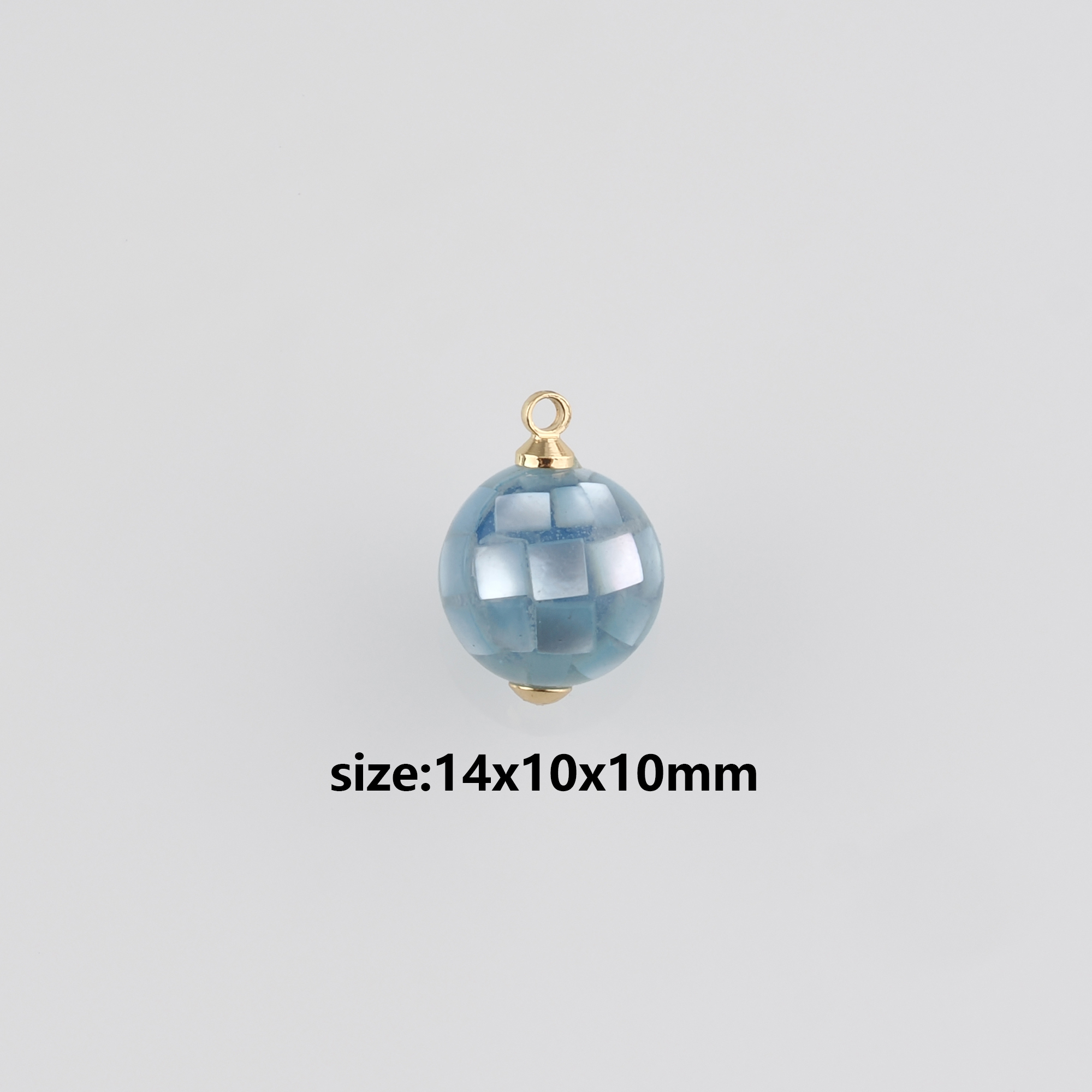 18K Gold Filled Round Ball Pendant,Shell Round Earrings Necklace for DIY Jewelry Making Supply
