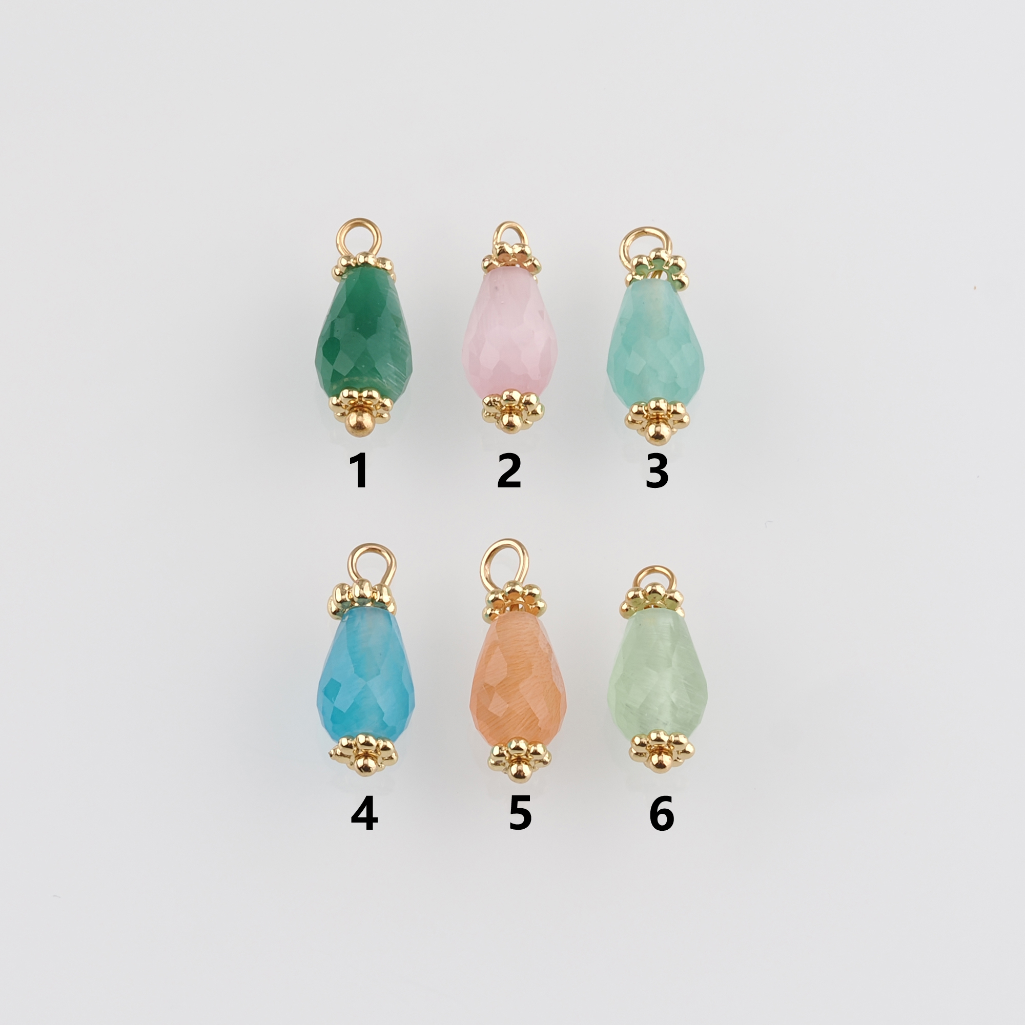 18K Gold Filled Teardrop Pendant,Natural Stone Teardrop Charm Earrings Necklace for DIY Jewelry Making Supply