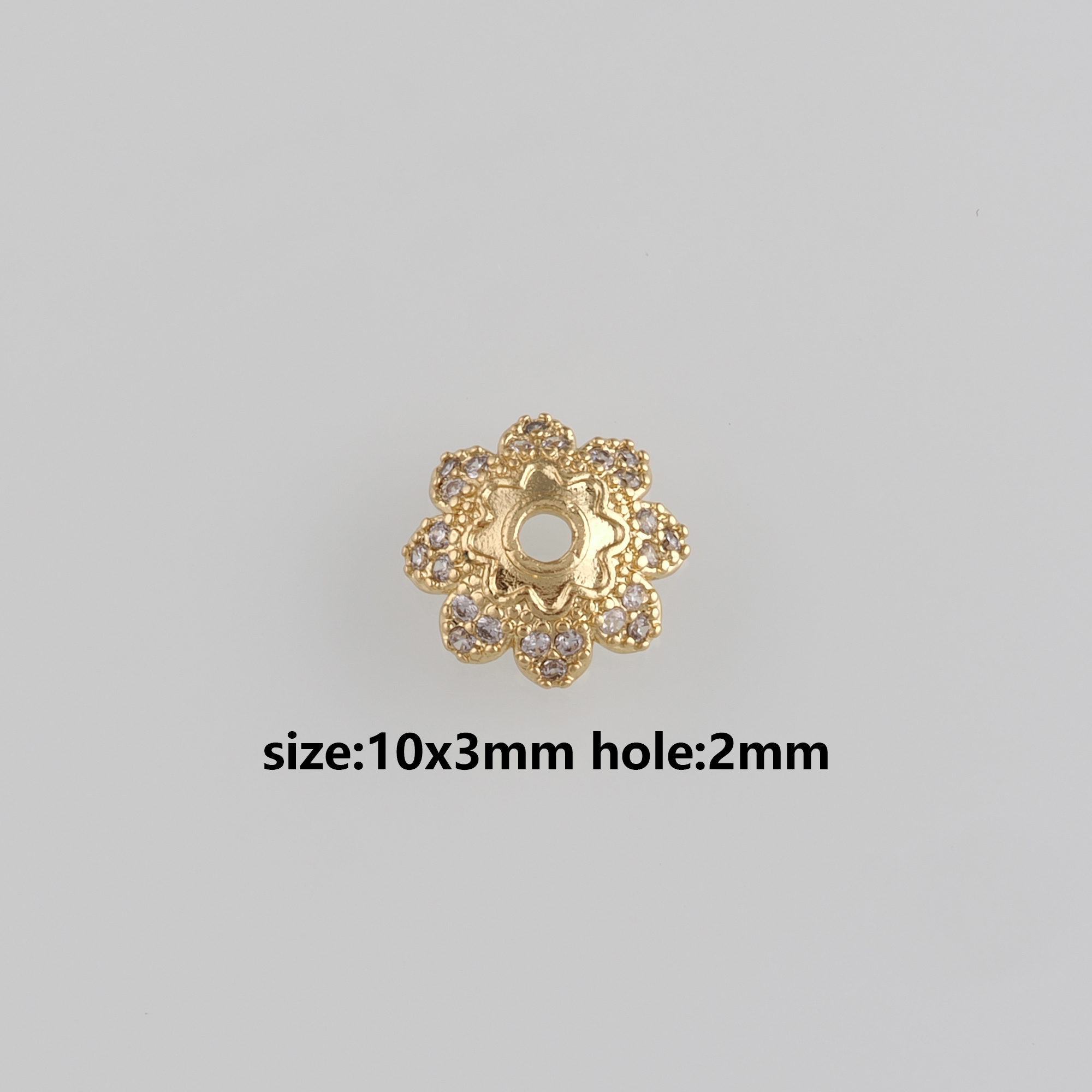 18K Gold Filled Bead Caps,CZ Micro Pave Flower Bead Caps for Bracelet Jewelry Necklace Making Supply