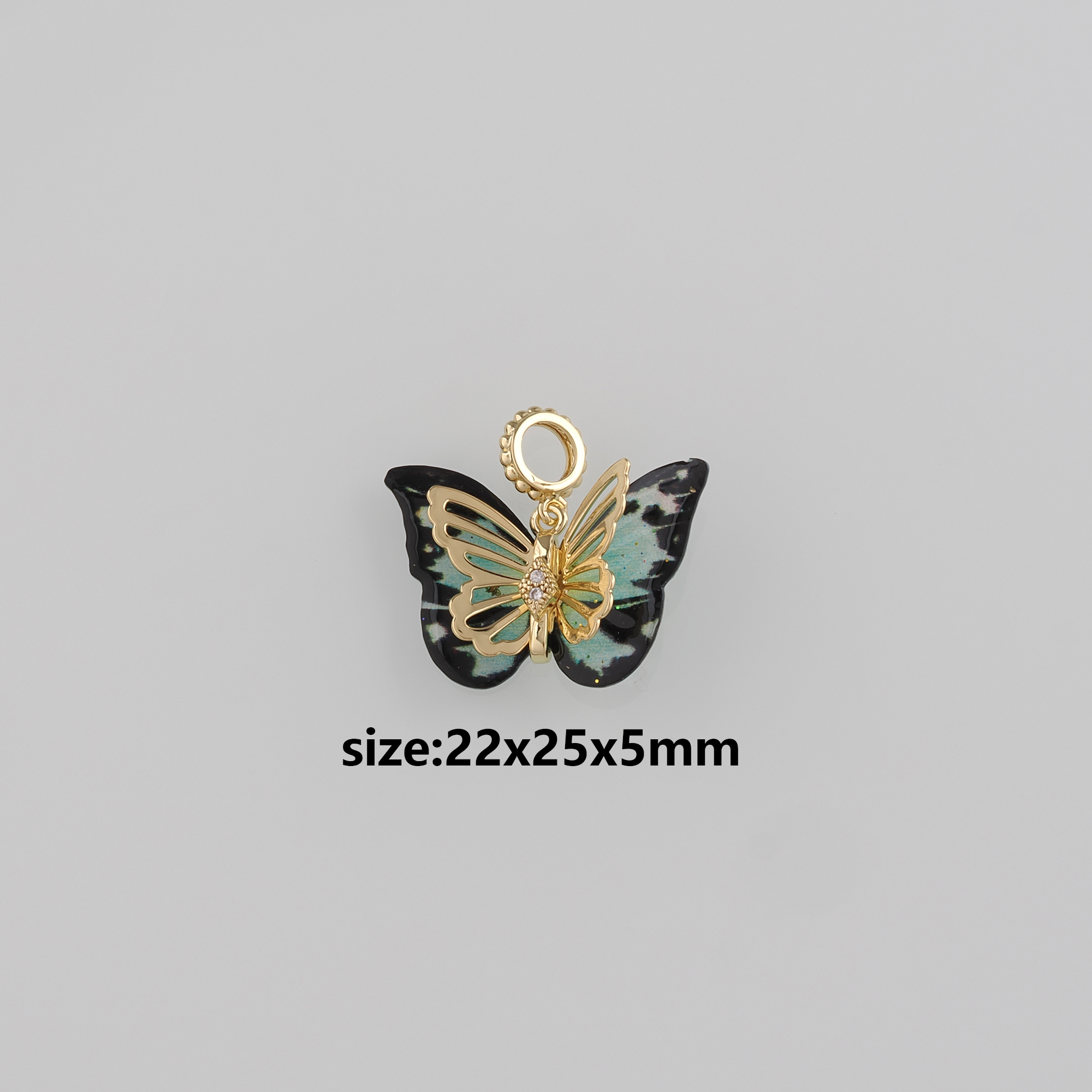 18K Gold Filled Butterfly Pendant,Butterfly Charm Earrings Necklace for DIY Jewelry Making Supply