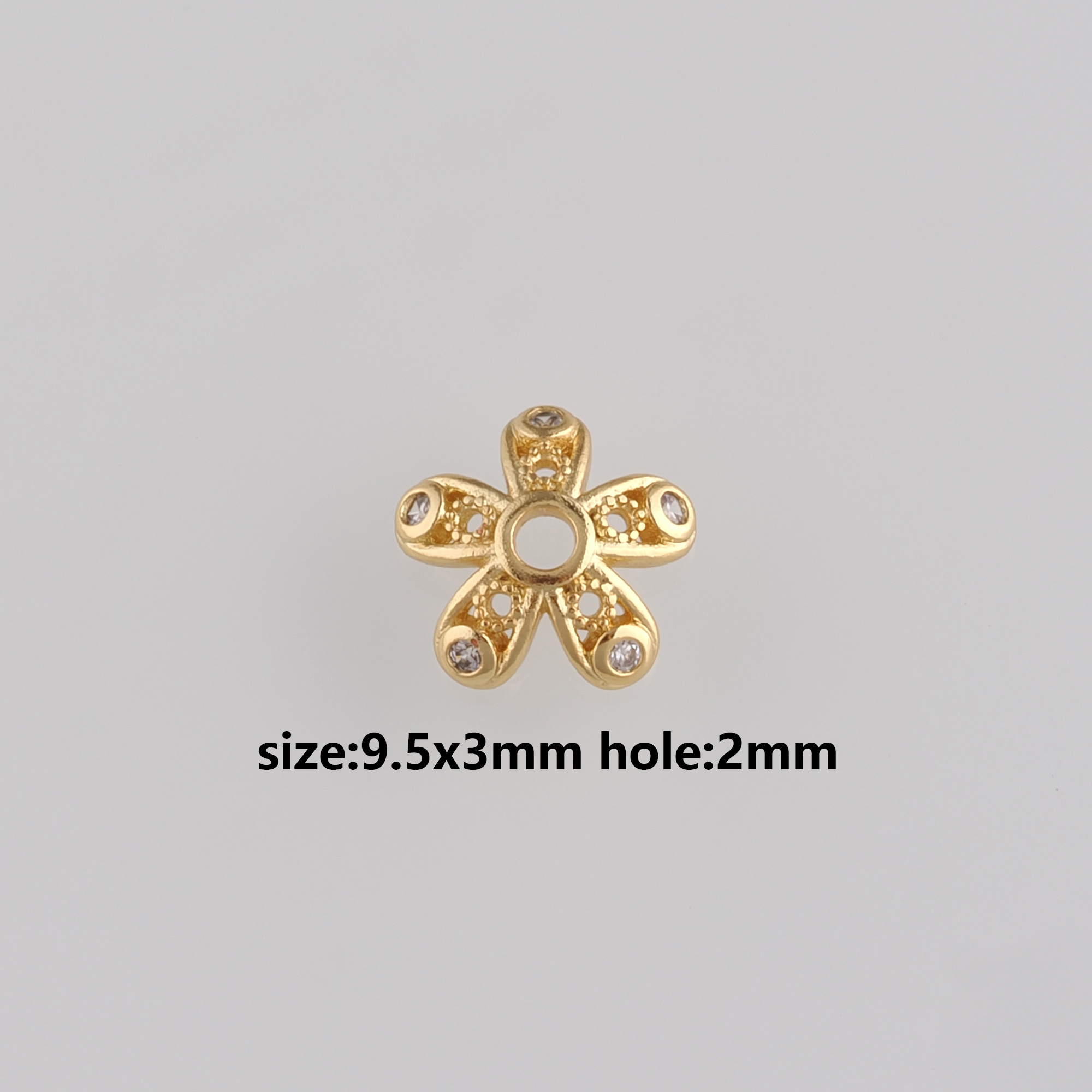 18K Gold Filled Flower Bead Caps,CZ Micro Pave Flower Bead Caps for Bracelet Jewelry Necklace Making Supply