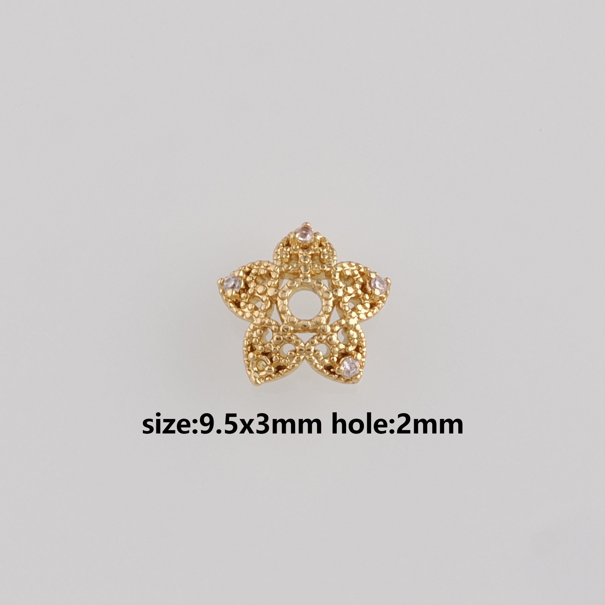 18K Gold Filled Bead Caps,CZ Micro Pave Flower Bead Caps for Bracelet Jewelry Necklace Making Supply