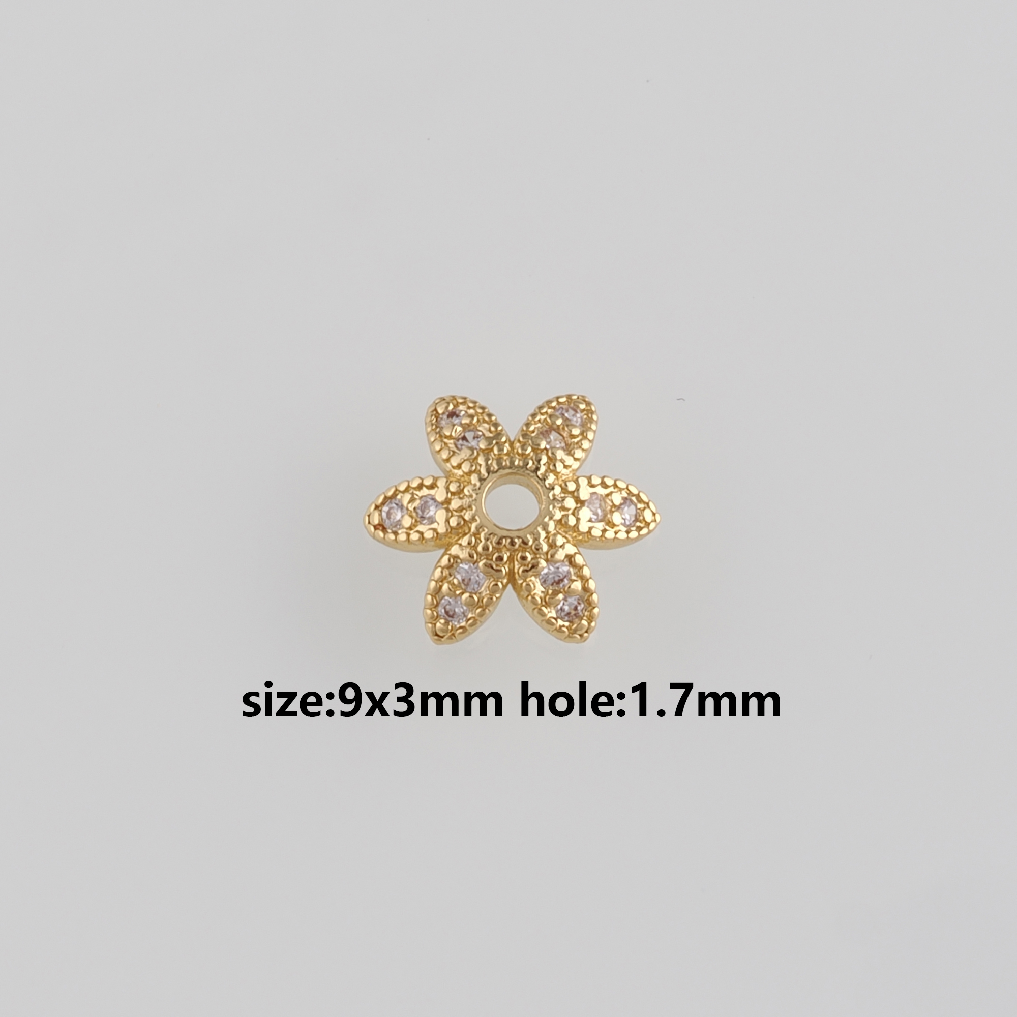 18K Gold Filled Bead Caps,CZ Micro Pave Flower Bead Caps for Bracelet Jewelry Necklace Making Supply