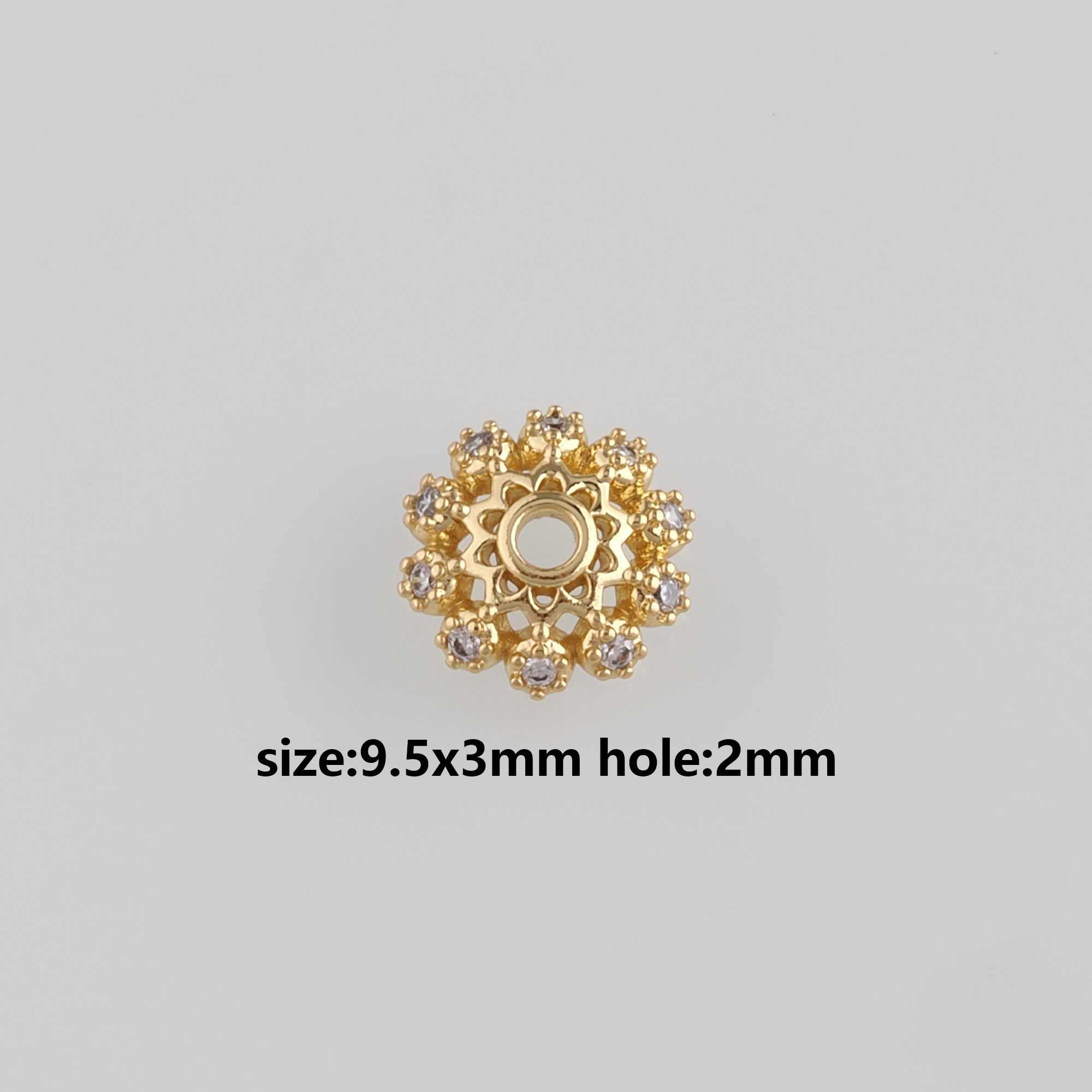 18K Gold Filled Flower Bead Caps,CZ Micro Pave Flower Bead Caps for Bracelet Jewelry Necklace Making Supply