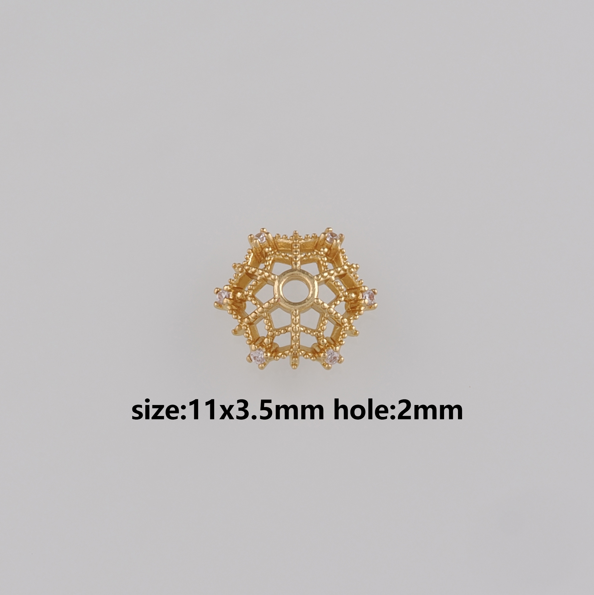 18K Gold Filled Flower Bead Caps,CZ Micro Pave Flower Bead Caps for Bracelet Jewelry Necklace Making Supply