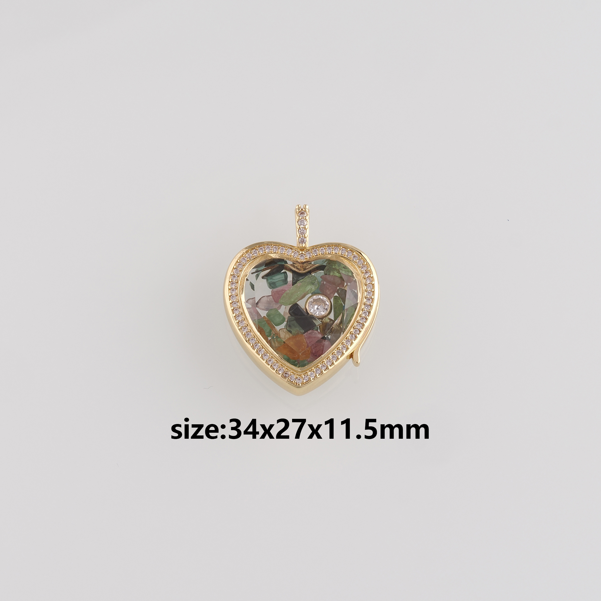 18K Gold Filled Heart Box Pendant,Heart Charm Earrings Necklace for DIY Jewelry Making Supply