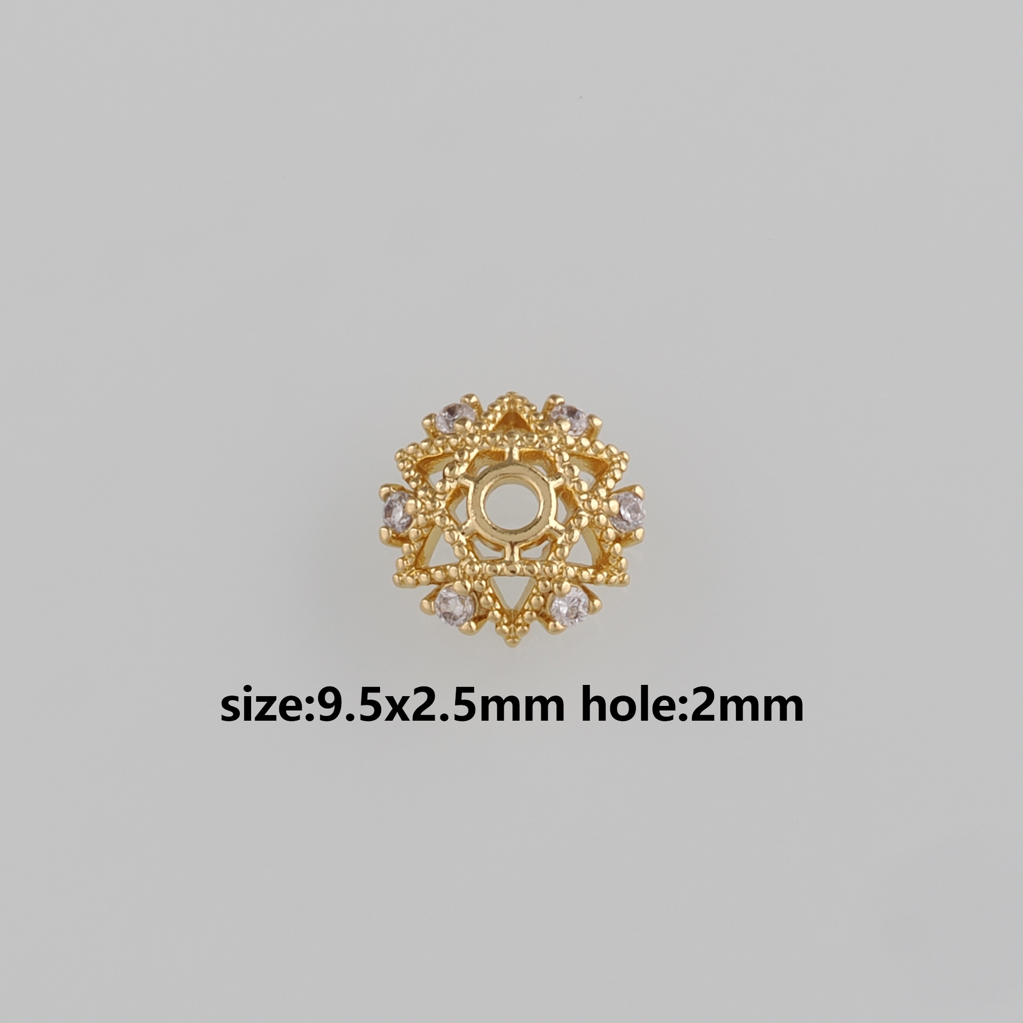 18K Gold Filled Flower Bead Caps,CZ Micro Pave Flower Bead Caps for Bracelet Jewelry Necklace Making Supply